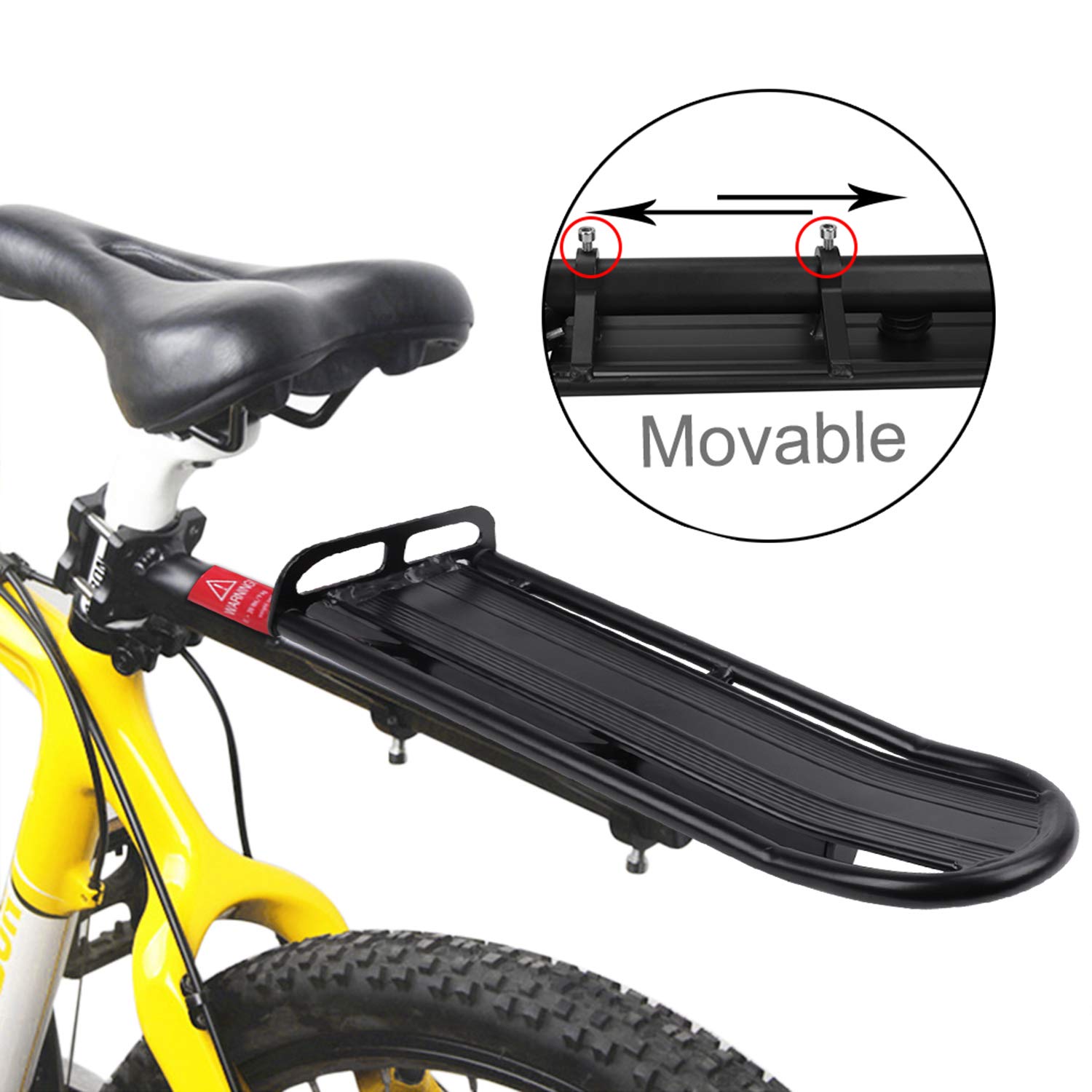 GREUS Universal Adjustable Bike Rear Rack - Mountain Bicycle Cargo Carrier with Retractable Saddle Mount | Durable Luggage Rack for Commuting, Touring & Outdoor Adventures | Bike Accessories & Seat Post Attachment