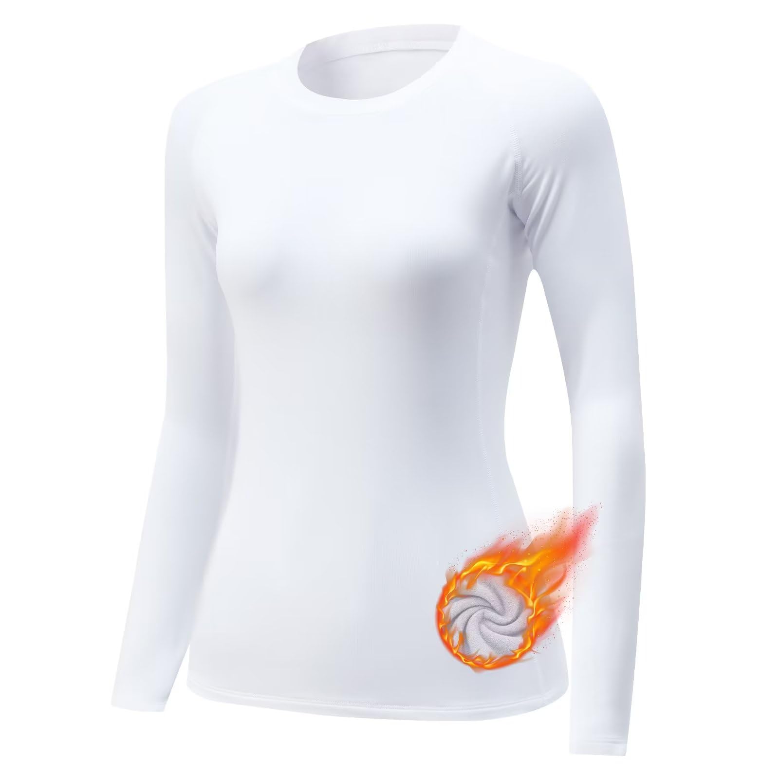 Women's Fleece Lined Thermal Shirts - UPF 50+ Long Sleeve Winter Base Layer Top with Moisture Wicking & Compression - Perfect for Skiing, Hiking, and Cold Weather Outdoor Activities