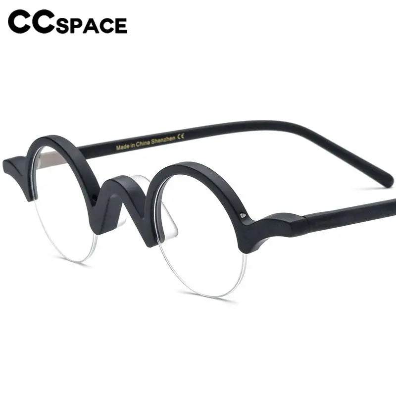 CCspace Unisex Semi-Rim Round Acetate Eyeglasses 56883 - Lightweight & Durable Frame for Men & Women - Perfect for Reading, Work & Everyday Wear