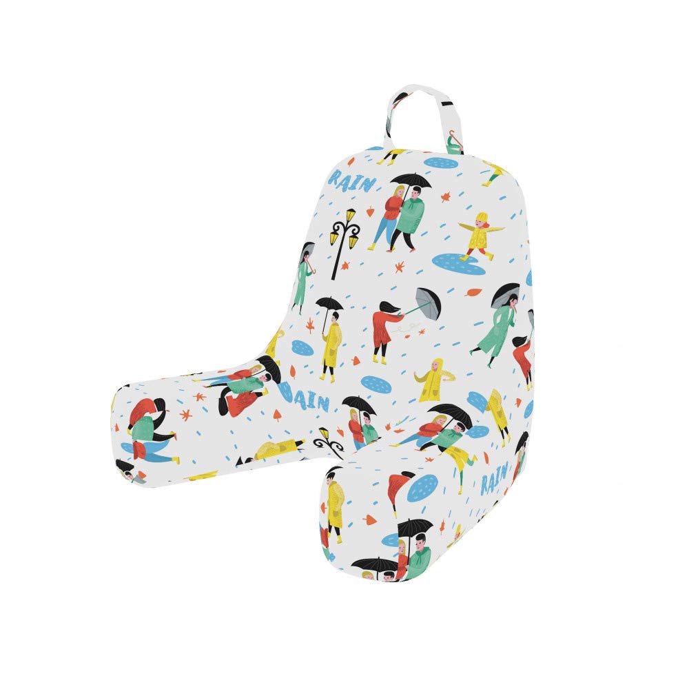Ambesonne Rain Reading Pillow Cover - Soft Fabric Printed Bed Rest Case with Couple Under Umbrella Park Scene - White & Multicolor Small Size - Perfect for Cozy Reading Nooks, Bedroom Decor & Gift Giving