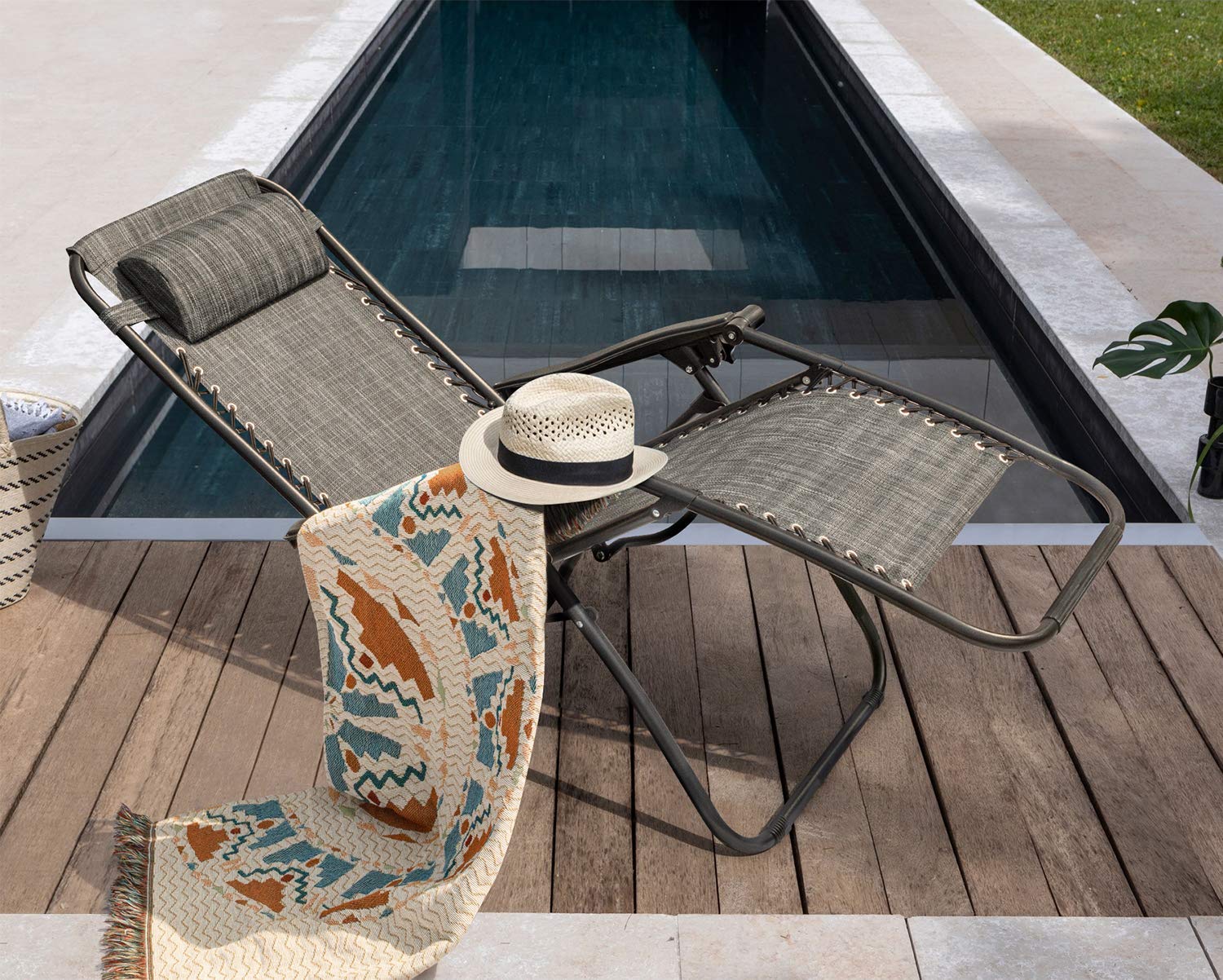 Homall Zero Gravity Reclining Chair - Adjustable Folding Outdoor Lounge Chair with Pillows for Backyard, Poolside & Beach - Patio, Camping & Relaxation - Set of 2 (Double-Gray)