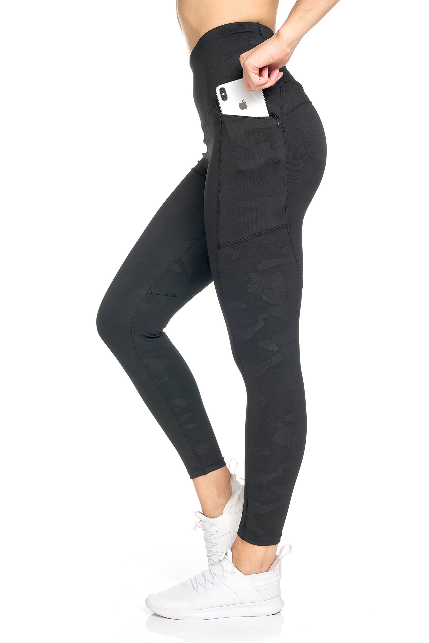 Nicole Miller Women's High Waisted Yoga Pants with Pockets - Tummy Control Workout Leggings with Sheer Mesh Details - Perfect for Gym, Running & Everyday Wear