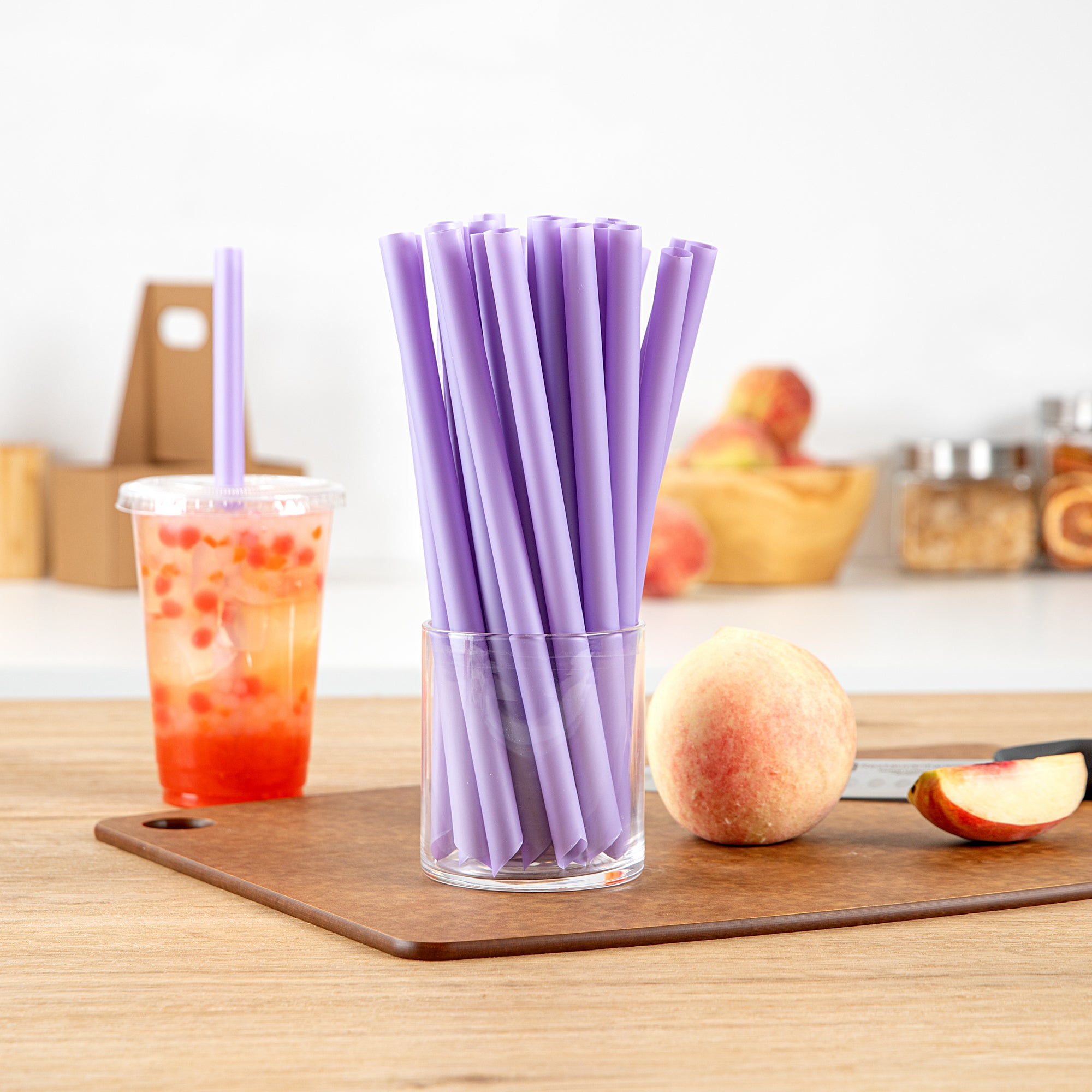 Eco-Friendly Extra Wide Purple PLA Boba Straws - 9