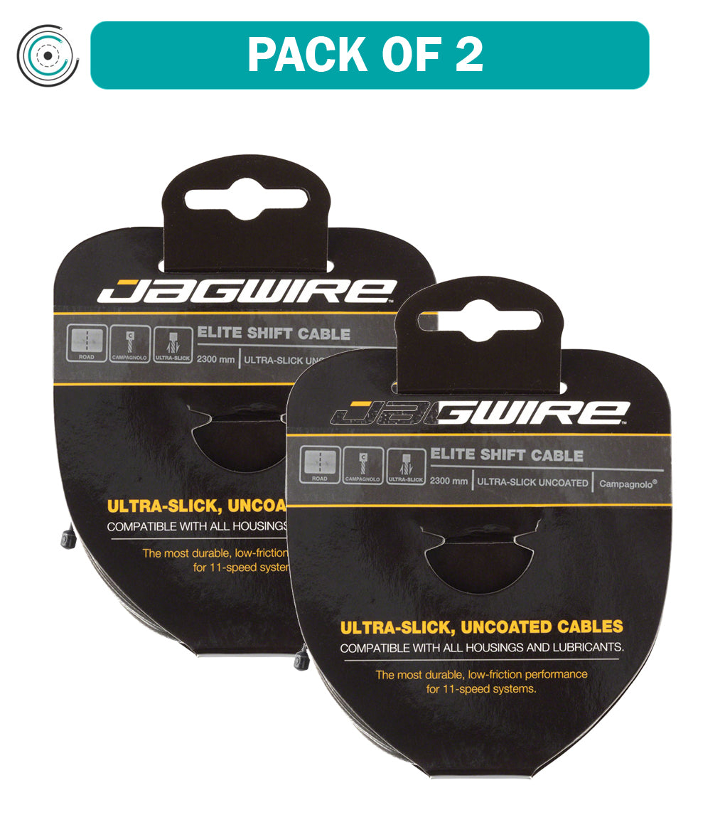 2 Pack Jagwire Elite Ultra Slick Shift Cable - 1.1 x 2300mm Polished Stainless Steel Bicycle Gear Cables for Smooth Shifting | Perfect for Road Bikes, Mountain Bikes & Commuter Bikes