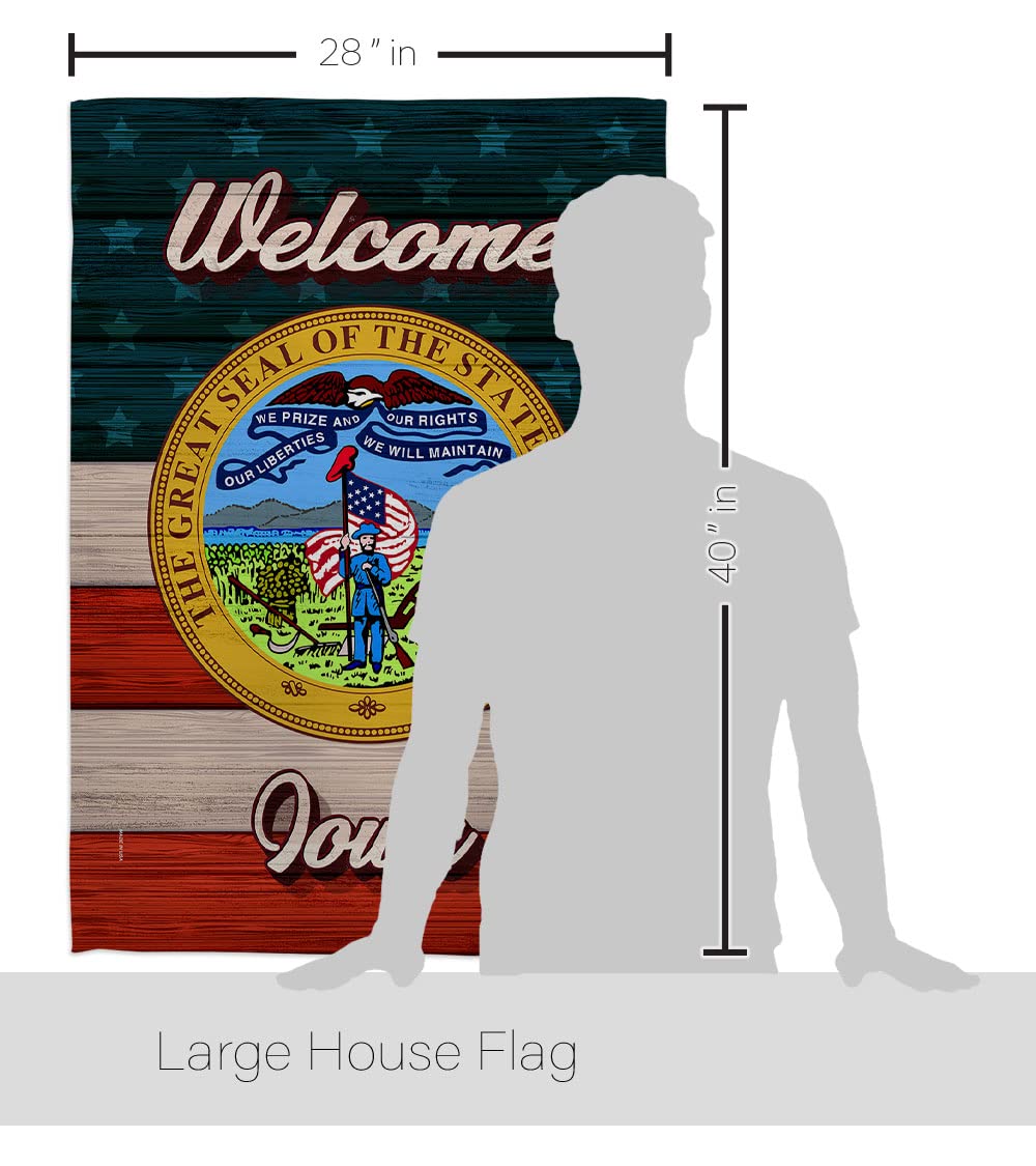 Americana Home & Garden Welcome Iowa House Flag - Double-Sided USA Made Decorative Banner for Front Yard, Garden & Patio - Perfect for State Pride & Outdoor Decor