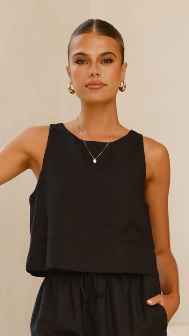 Lumina Linen Top for Women - Soft Breathable Black Blouse for Summer | Casual Office Wear & Vacation Outfits