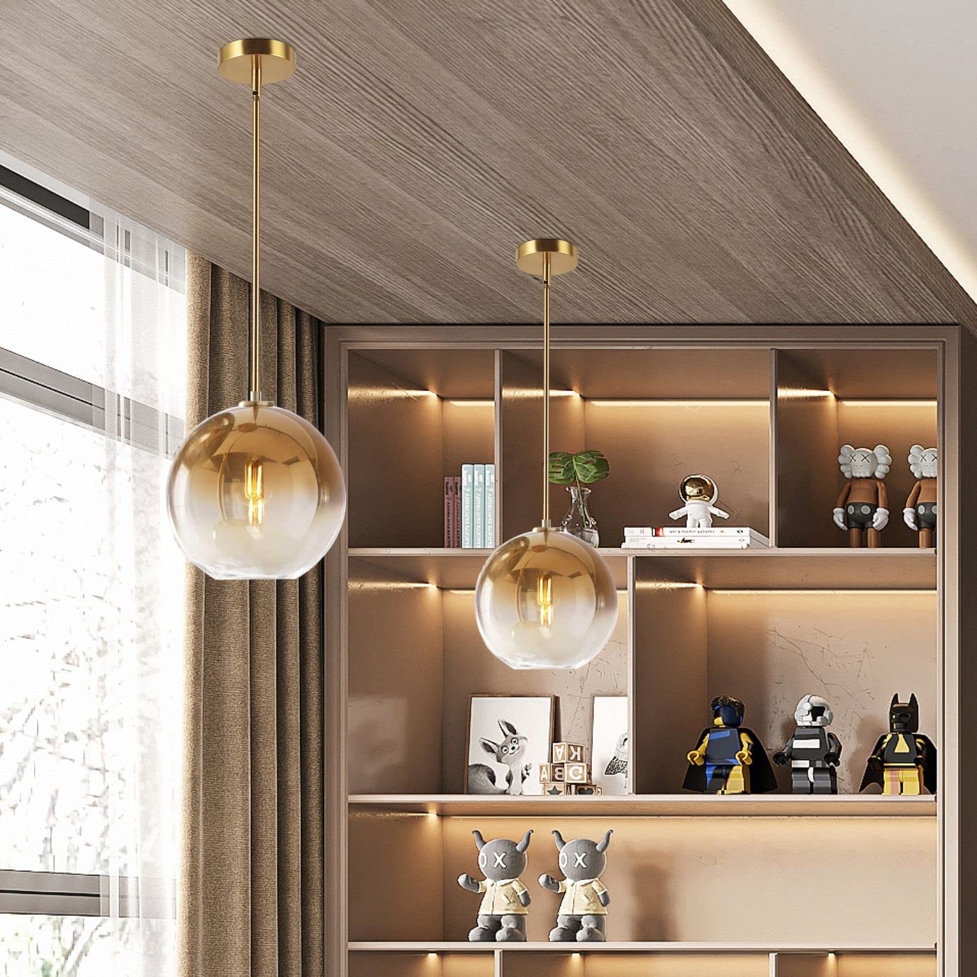 KCO Lighting 1-Light Gradient Gold Glass Pendant Light - 9.8