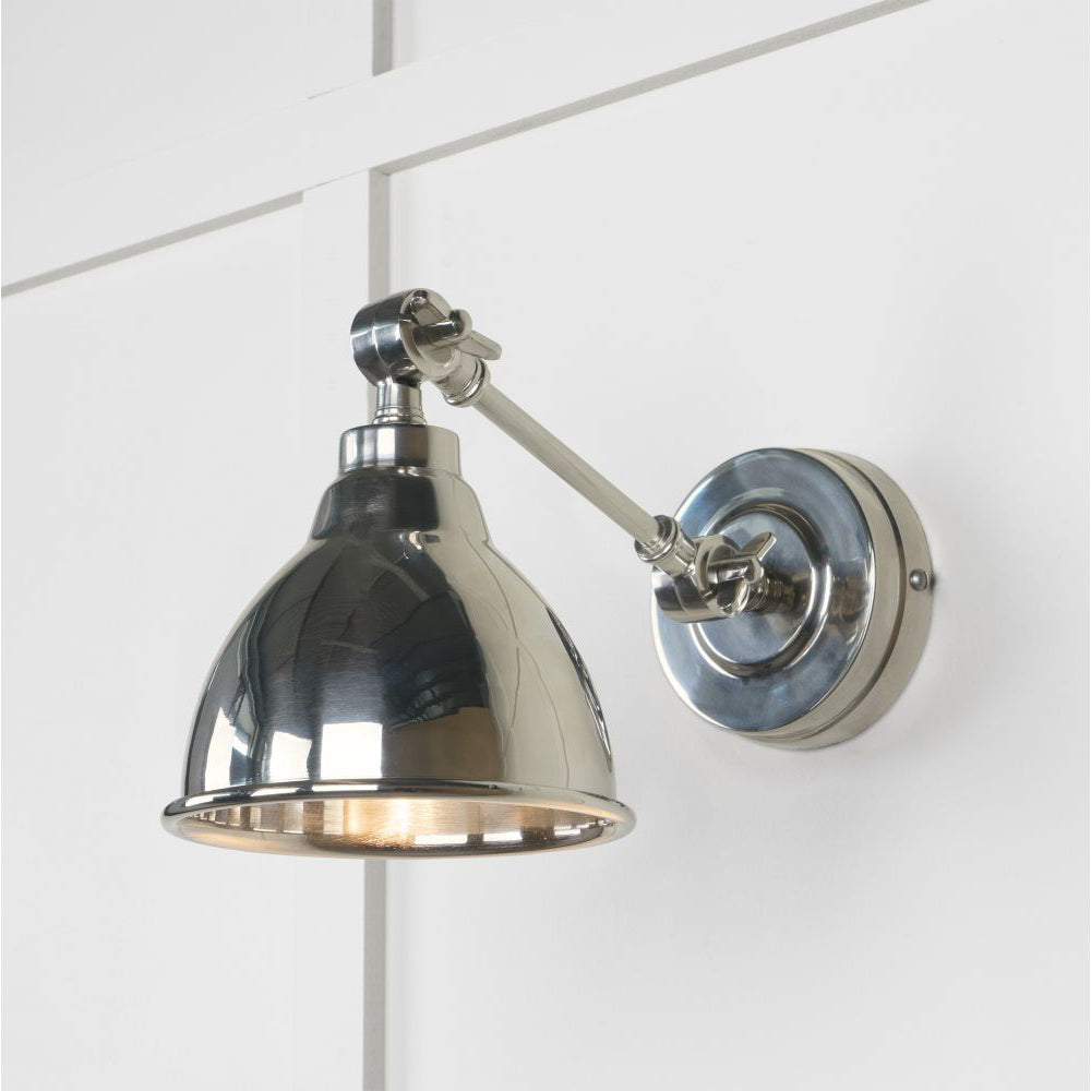 Elegant Smooth Polished Nickel Brindley Wall Light - Modern Sconce for Living Room, Bedroom & Hallway Lighting