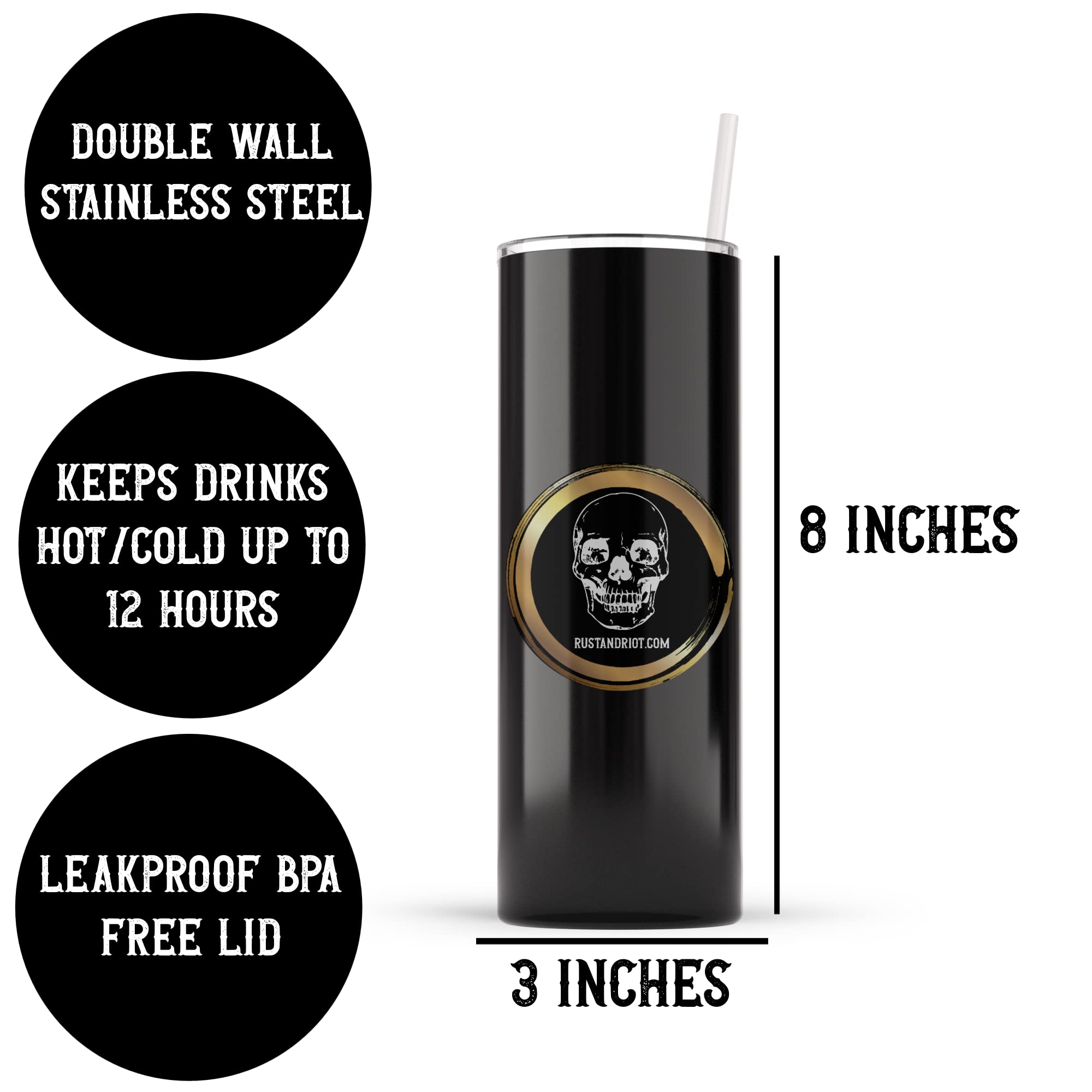 Pastel Goth 20oz Skinny Stainless Steel Tumbler with Lid & Straw - Insulated Double Wall Travel Mug for Women | Witchy Aesthetic Drinkware for Coffee, Tea & Cold Beverages - Perfect Spooky Gift for Halloween, Birthday & Goth Lovers