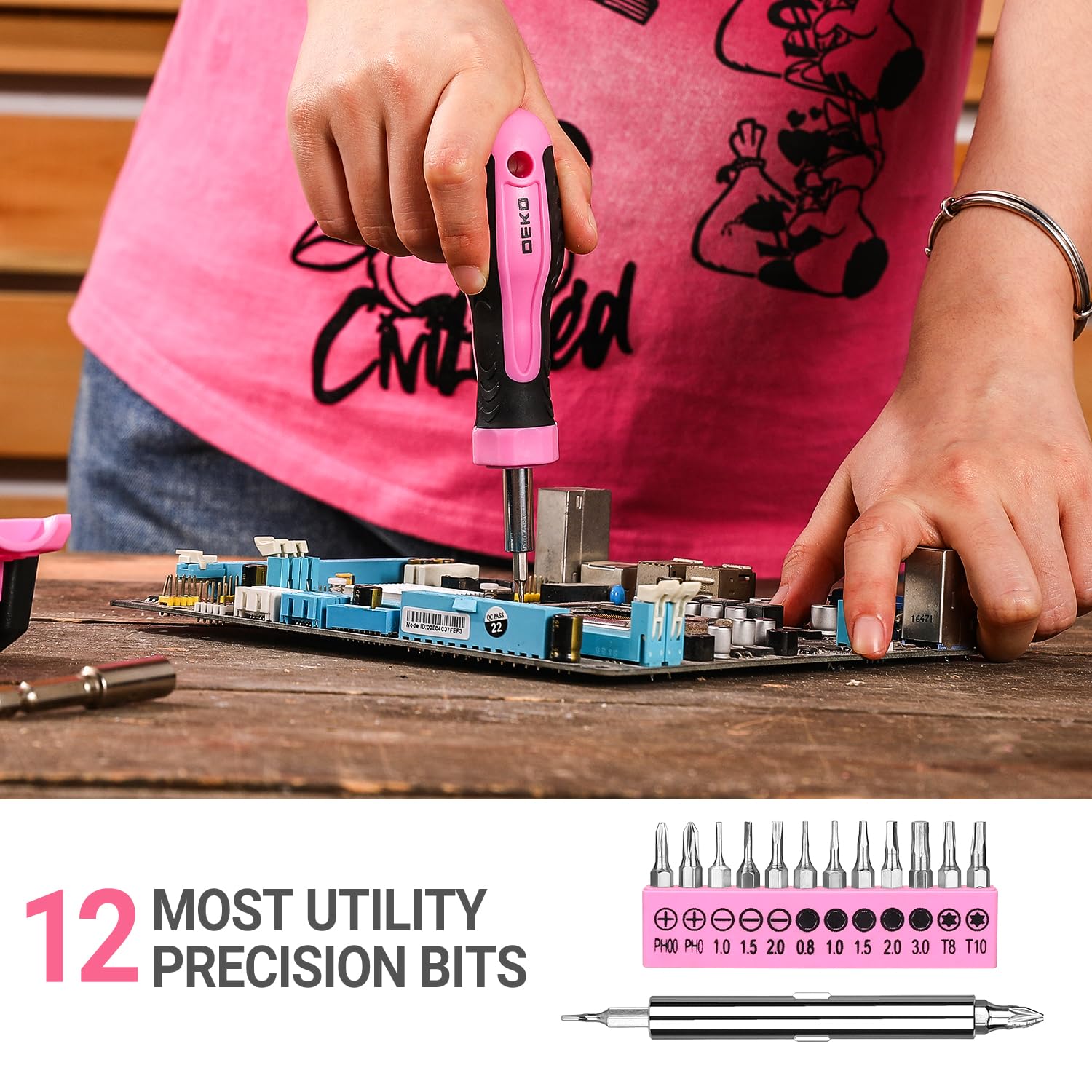 DEKOPRO 42-Piece Pink Tool Kit for Women - Home Repair, DIY Projects & Handyman Tasks - Perfect for Household Fixes, Crafting & Small Repairs