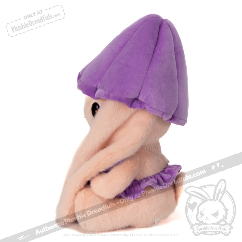 Plushie Dreadfuls Mushroom Rabbit Stuffed Animal with Lilac Bonnet - Soft Cute Bunny Plush Toy for Kids, Gift for Girls, Nursery Decor, Birthday Present