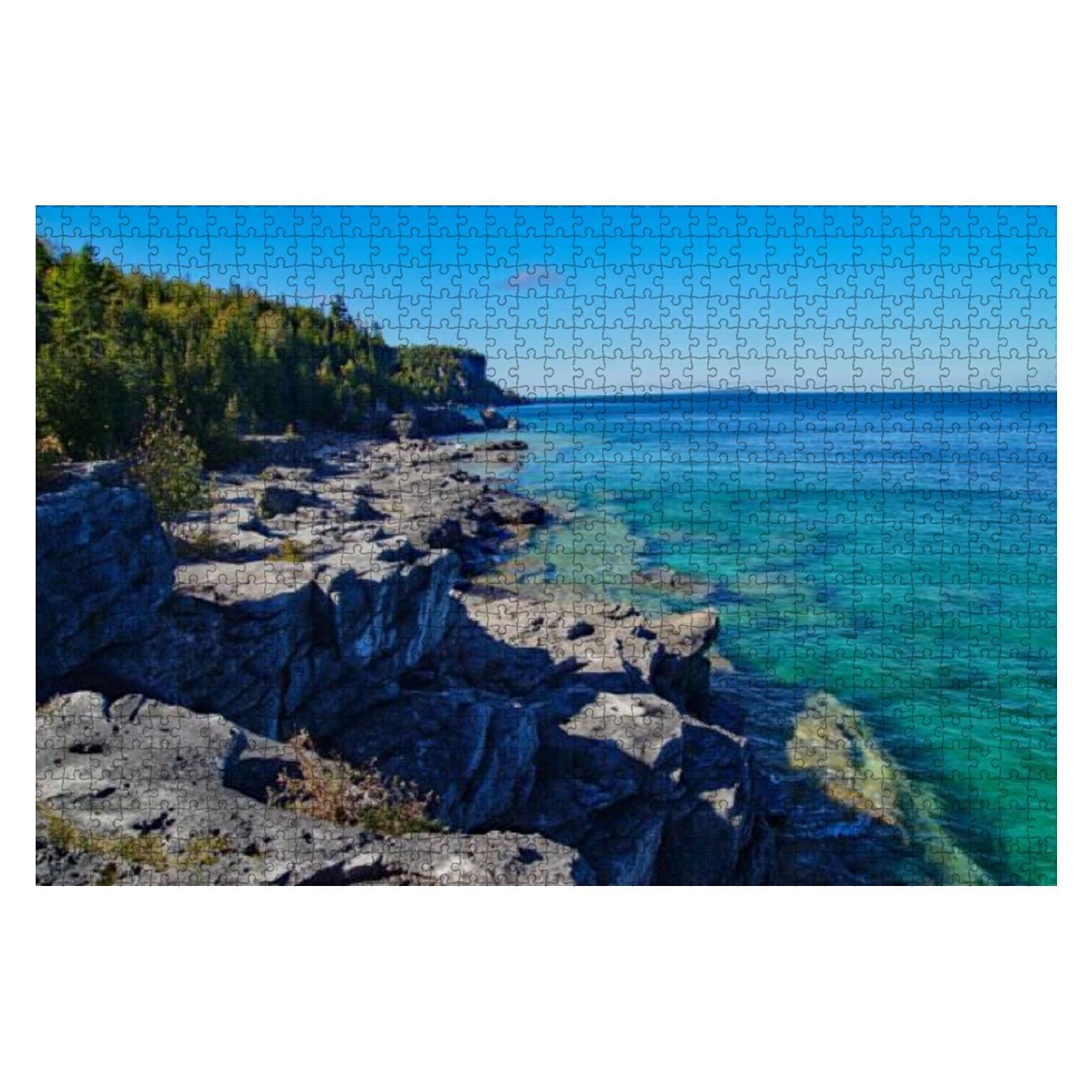 1000 Piece Wooden Jigsaw Puzzle - Huron Lake Georgian Bay Blue Water Scenery - Educational & Stress Relief Puzzle for Adults & Kids - Perfect for Family Game Night & Home Decor