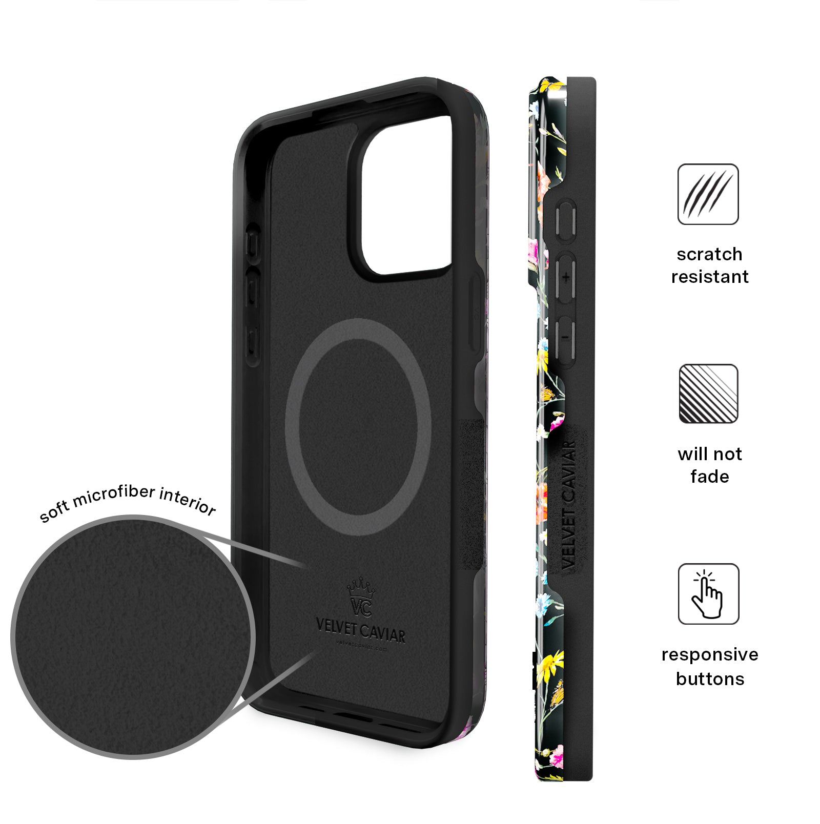 Black Wildflower iPhone Case - Durable Slim Protective Cover for iPhone [Model] - Perfect for Everyday Use, Travel & Outdoor Adventures