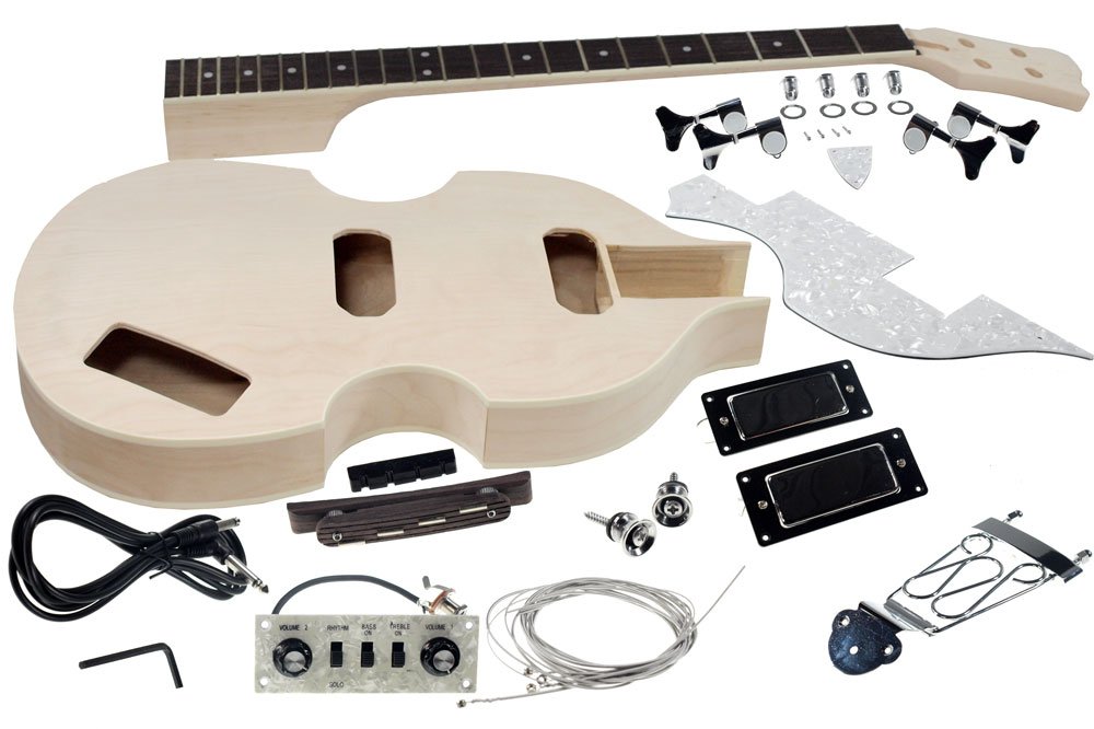 DIY Beatles Style Bass Guitar Kit - Maple Body & Neck - VBK-1 for Beginners & Musicians - Perfect for Home Studio, Live Performances & Music Education