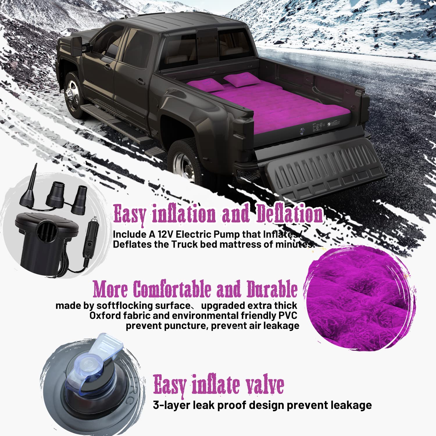 **Umbrauto Truck Bed Air Mattress - Inflatable Mattress for 5.5-5.8Ft Short Truck Beds | Includes Pump & Carry Bag | Perfect for Camping, Road Trips & Outdoor Adventures**