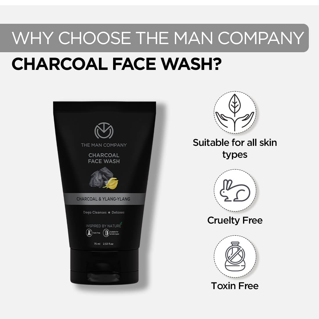 The Man Company Ultimate Face Wash Duo - Charcoal & Vitamin C Face Wash for Men (75ml) | Oil-Free, Blackhead Removal & Instant Glow | All Skin Types | Daily Skincare Routine & Travel Essential