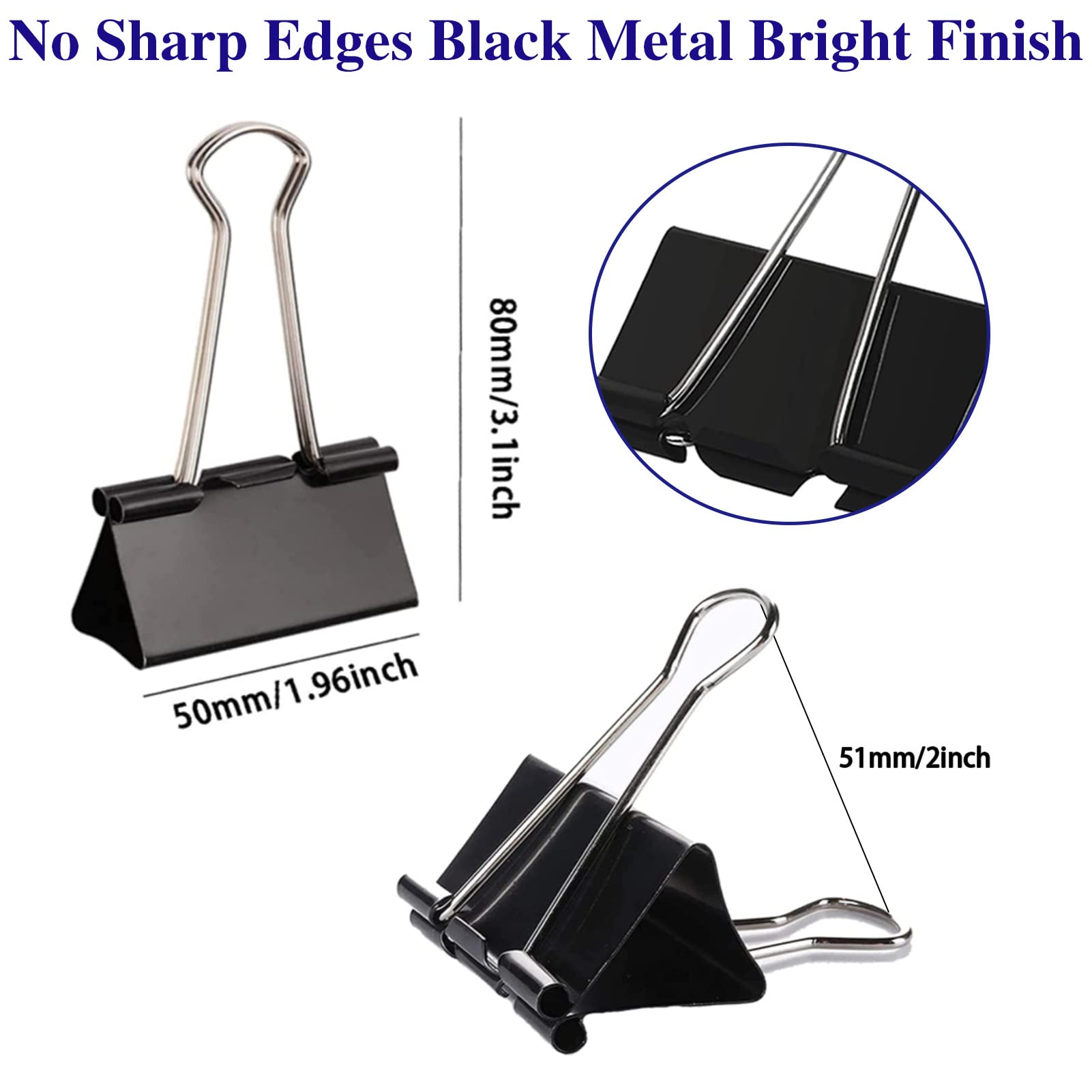 2 Inch Large Binder Clips (72 Pack) - Extra Strong Big Paper Clamps for Office, School, Home & Organizing Documents | Black Heavy Duty Clips for Files, Artwork, Bulletin Boards & DIY Projects