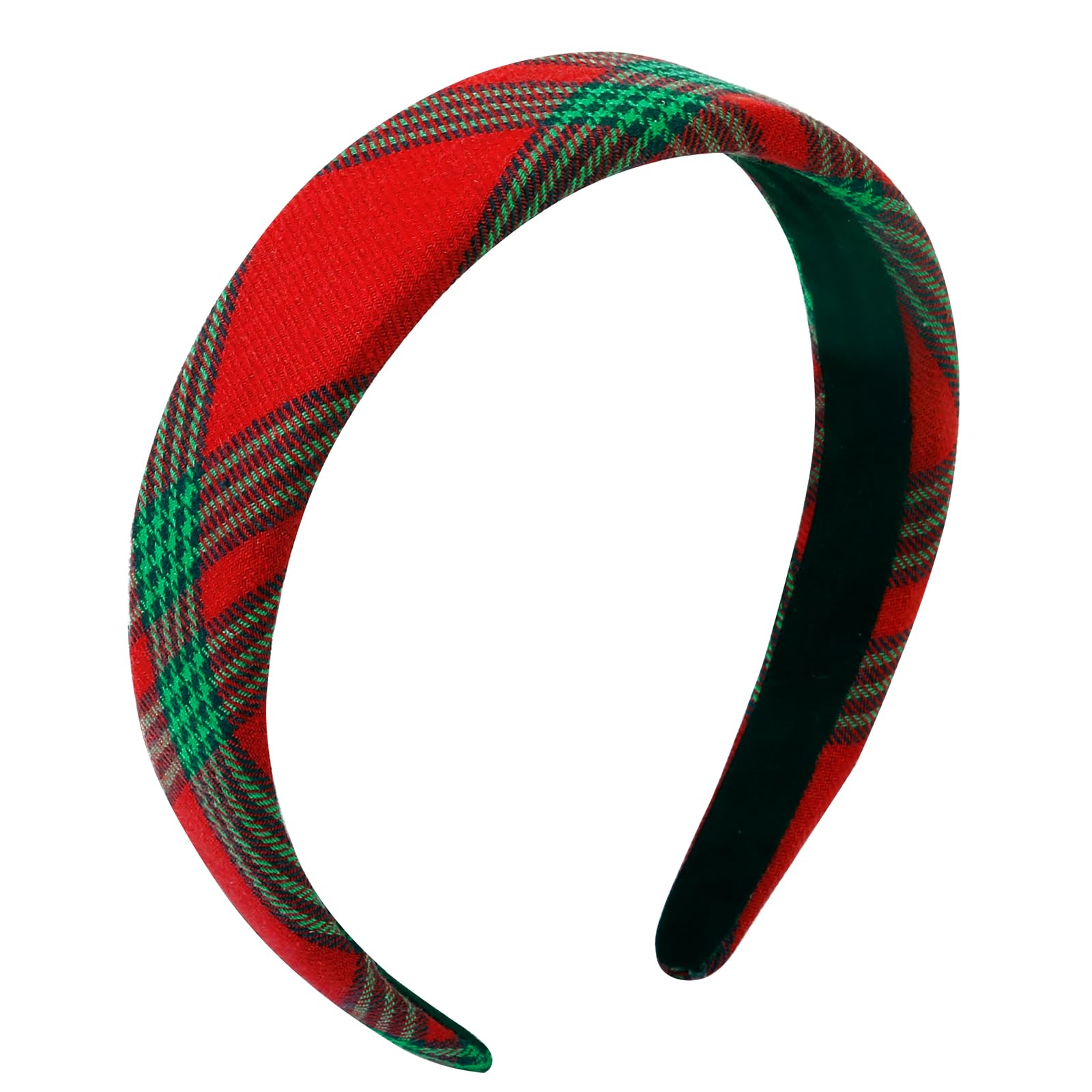 Festive Christmas Headbands for Women - Red Plaid Velvet Padded Hair Accessories (1 Inch Thick) | Holiday Party Hair Bands for Women & Girls | Perfect for Christmas Gatherings, Family Photos & Winter Celebrations
