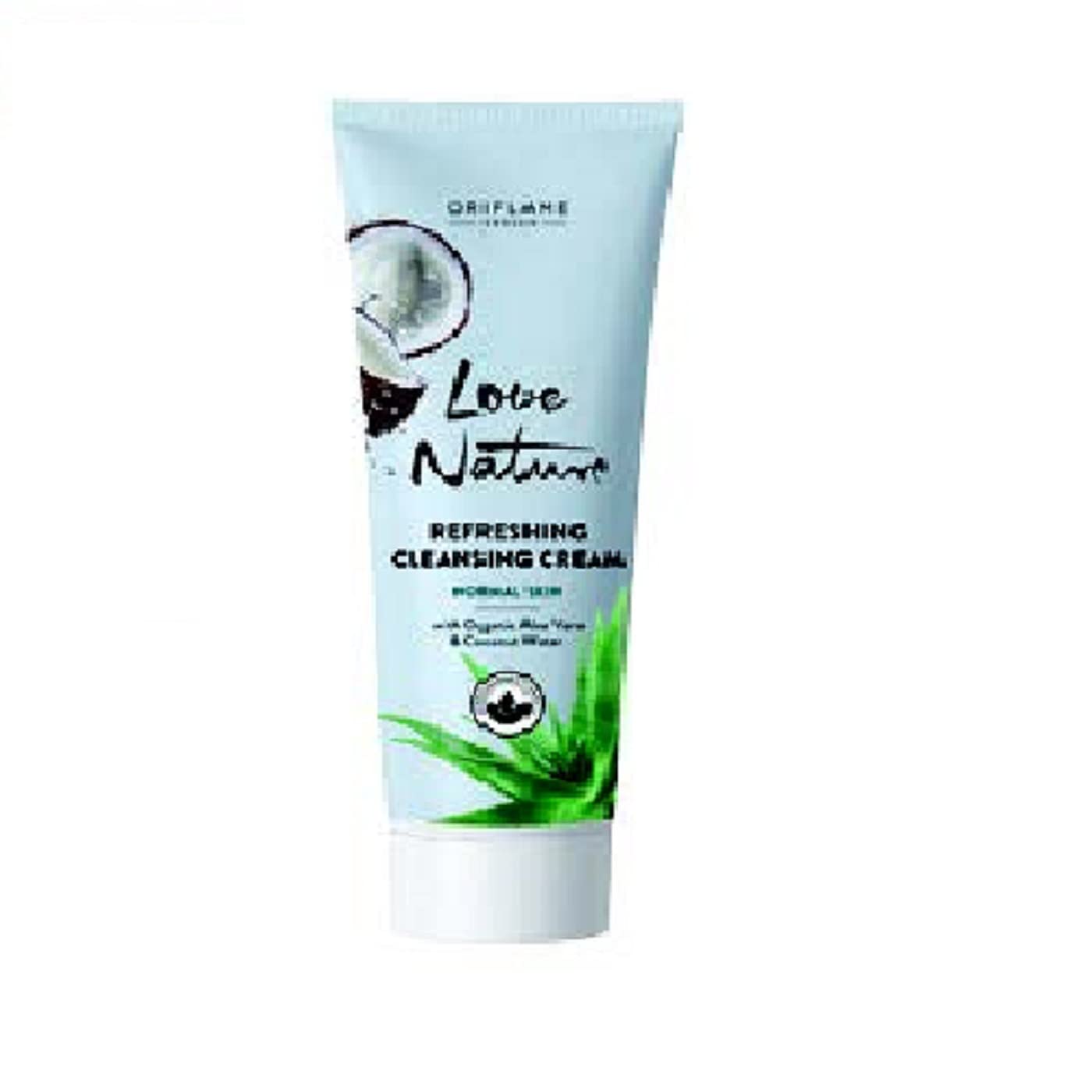 LOVE NATURE Organic Aloe Vera & Coconut Water Refreshing Cleansing Cream - Hydrating Facial Cleanser for Dry & Sensitive Skin | Perfect for Morning & Night Skincare Routine