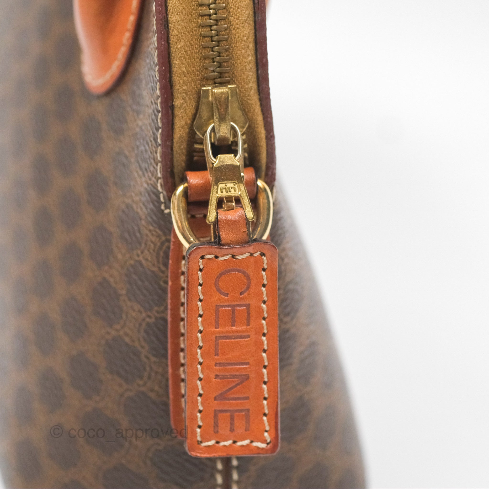 Vintage Celine Macadam Top Handle Handbag in Tan Brown - Perfect for Work, Travel & Everyday Elegance