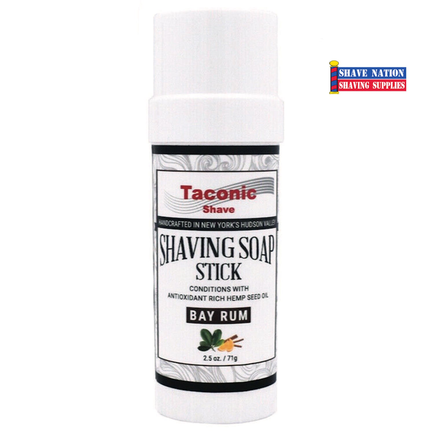 Taconic Bay Rum Shaving Stick for Men - Natural & Smooth Shave - Perfect for Travel & Daily Grooming Routine
