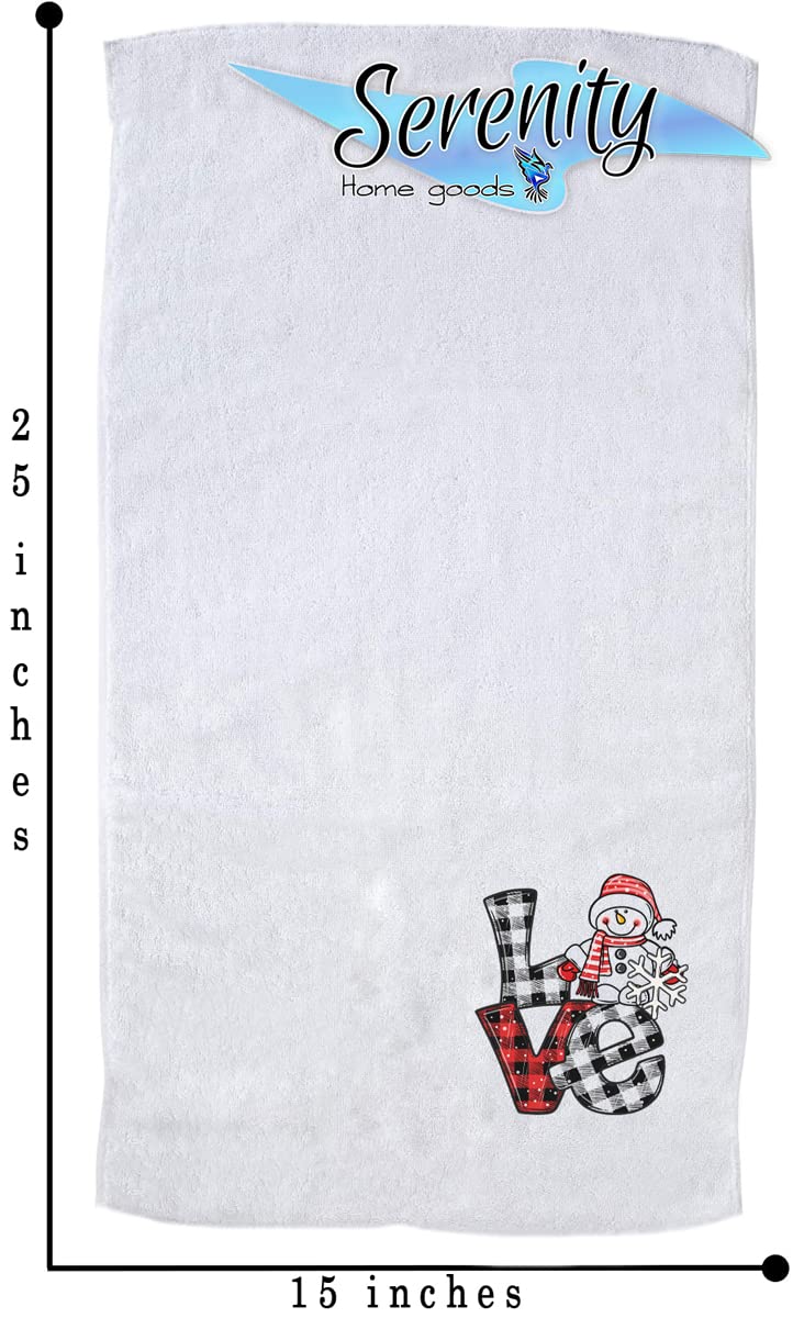 Christmas Snowflake Hand Towels - Holiday Kitchen & Bath Decor - White Winter Home Decorations - Perfect for Xmas Gifts & Seasonal Home Styling