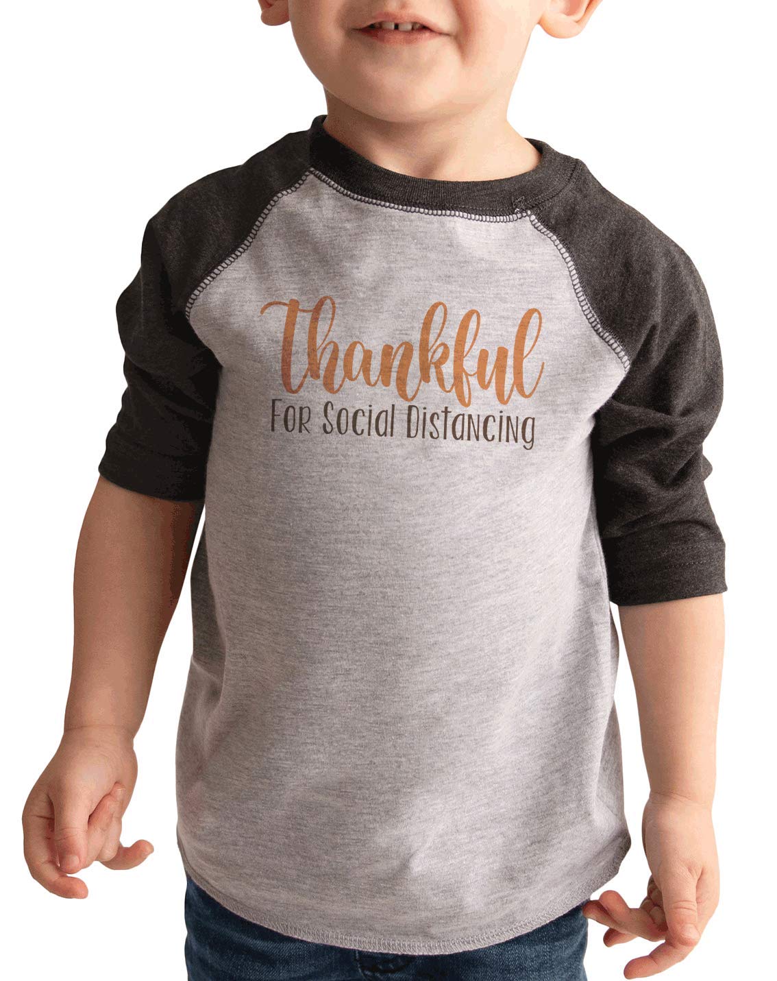 7 ate 9 Apparel Kids Thankful for Social Distancing T-Shirt - Funny Pandemic Shirt for Boys & Girls - Perfect for School, Family Gatherings & Social Events