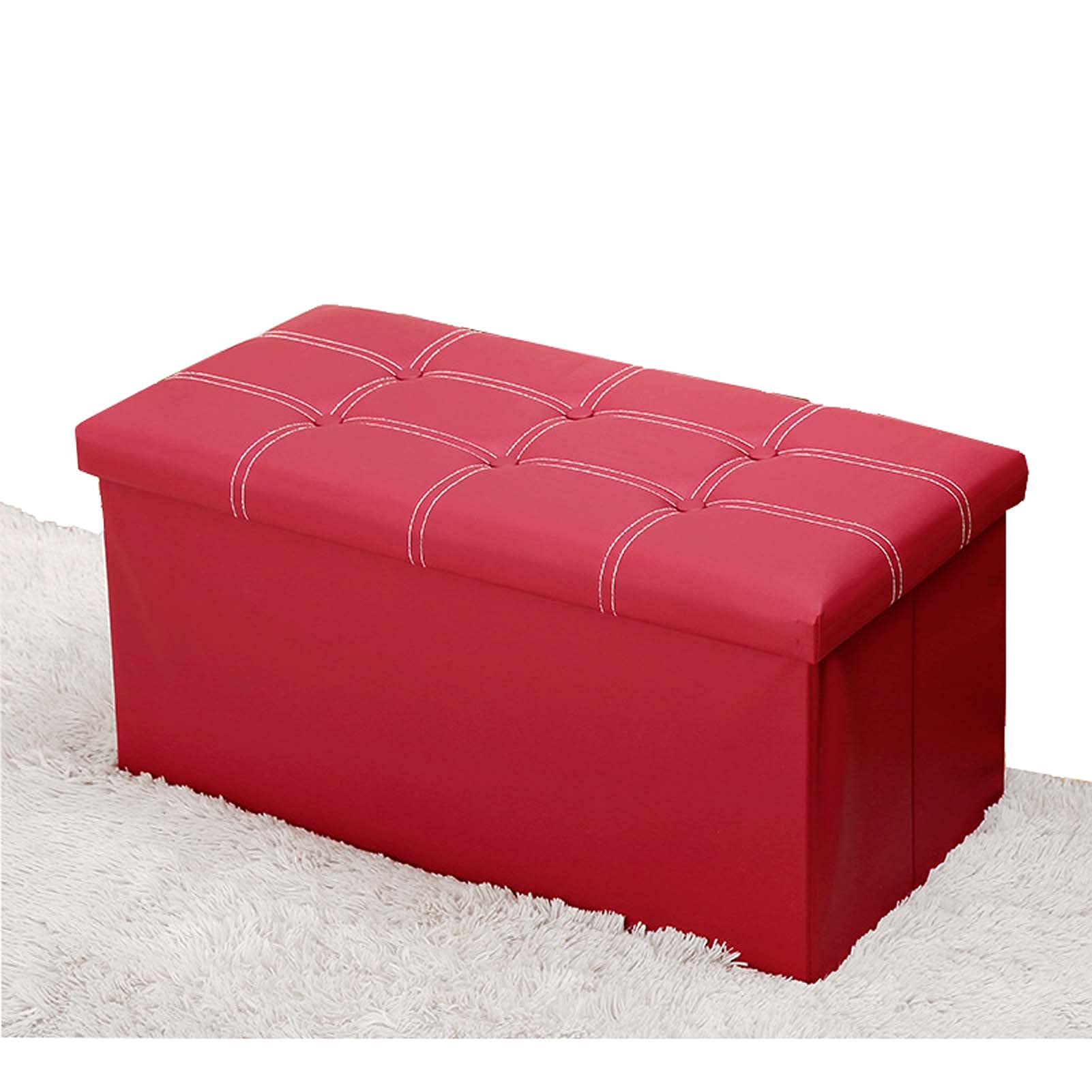 Multi-Purpose Ottoman with Storage - Rectangle Footstool for Living Room, Under Desk, Vanity Makeup Stool - Adjustable & Foldable Foot Rest for Blankets, Shoes, Toys Storage - Perfect for Home Office, Bedroom & Lounge Areas