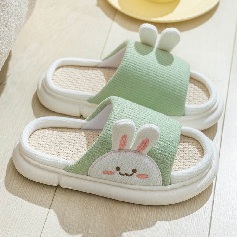 Soft & Cozy Bunny Linen Slippers for Women - Breathable Home Shoes with Non-Slip Sole - Perfect for Indoor Relaxation, Lounge Wear & Spa Days