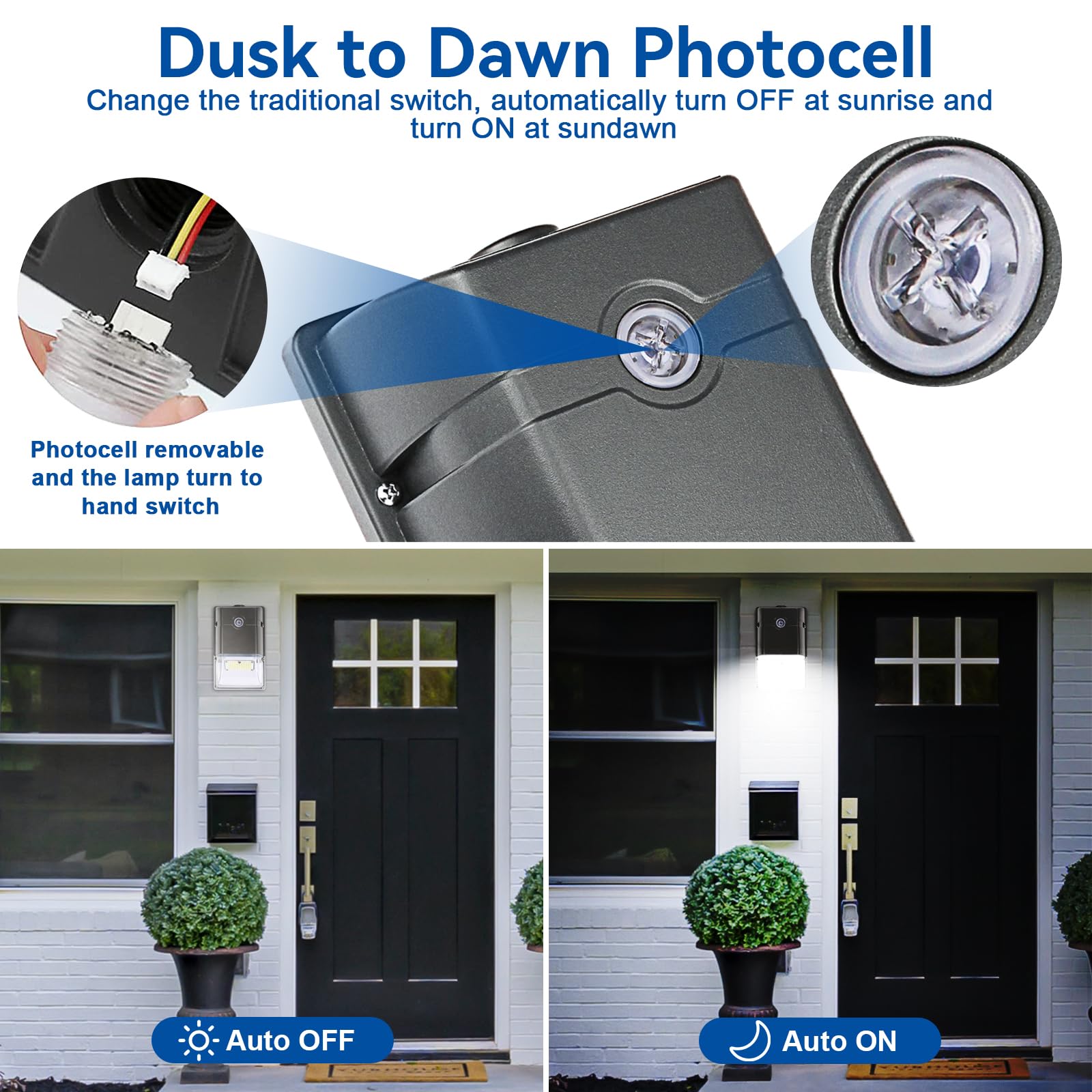 Upgrade 35W Dusk to Dawn Outdoor LED Wall Pack Lights with Photocell Sensor - 4750LM 5000K Bright Flood Lights for House, Garage, Warehouse (ETL Certified, 4 Pack) - Perfect for Security Lighting, Driveway Illumination & Commercial Buildings