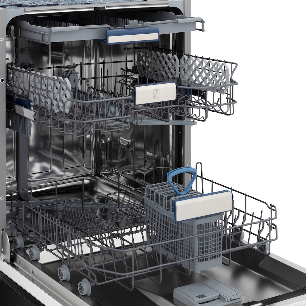 ZLINE 24 Inch Black Stainless Steel Tallac Series Dishwasher with 3rd Rack & Stainless Steel Tub - Ultra Quiet 51dBa (DWV BS 24) - Perfect for Modern Kitchens and Large Family Homes