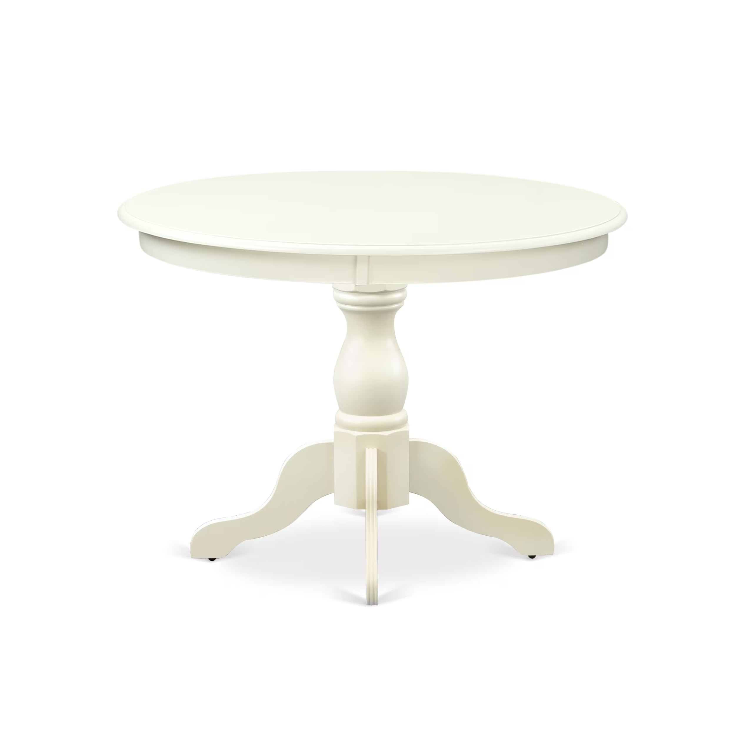 East West Furniture HBGR3-LWH-W 3-Piece Round Kitchen Table Set with Pedestal Base & 2 Chairs for Small Spaces, 42x42 Inch, Linen White - Perfect for Apartments, Breakfast Nooks & Cozy Dining Areas