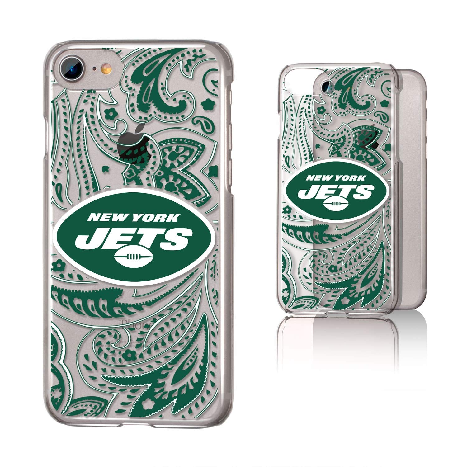 New York Jets iPhone Clear Paisley Design Case - Stylish Protective Phone Cover for Football Fans | Perfect for Game Day, School, Work & Everyday Use