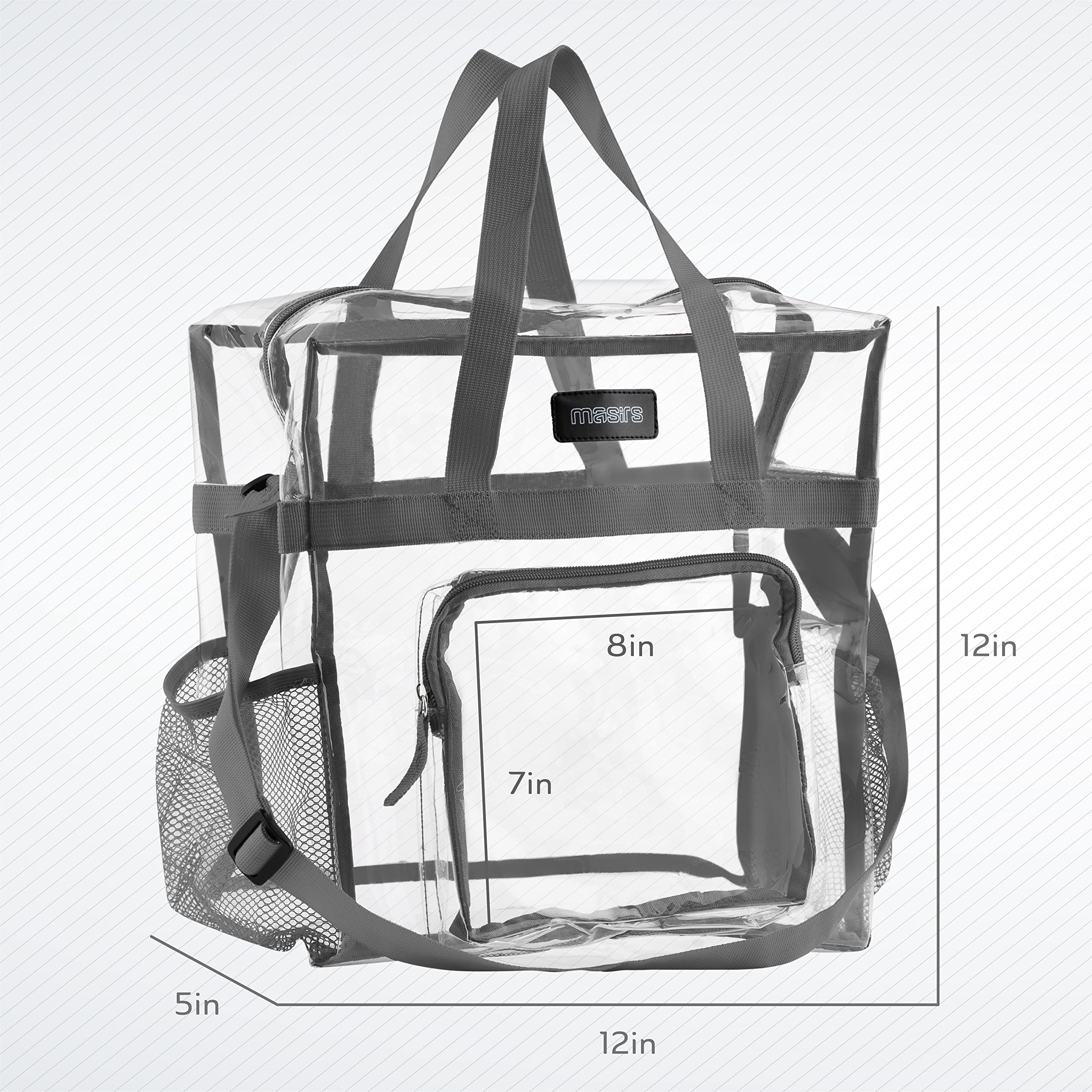 Clear Stadium Approved Tote Bag with Mesh Pockets & Zippered Top - Durable Shoulder Straps for Work, Games, Concerts | Perfect for Sports Events, Shopping & Travel Accessories
