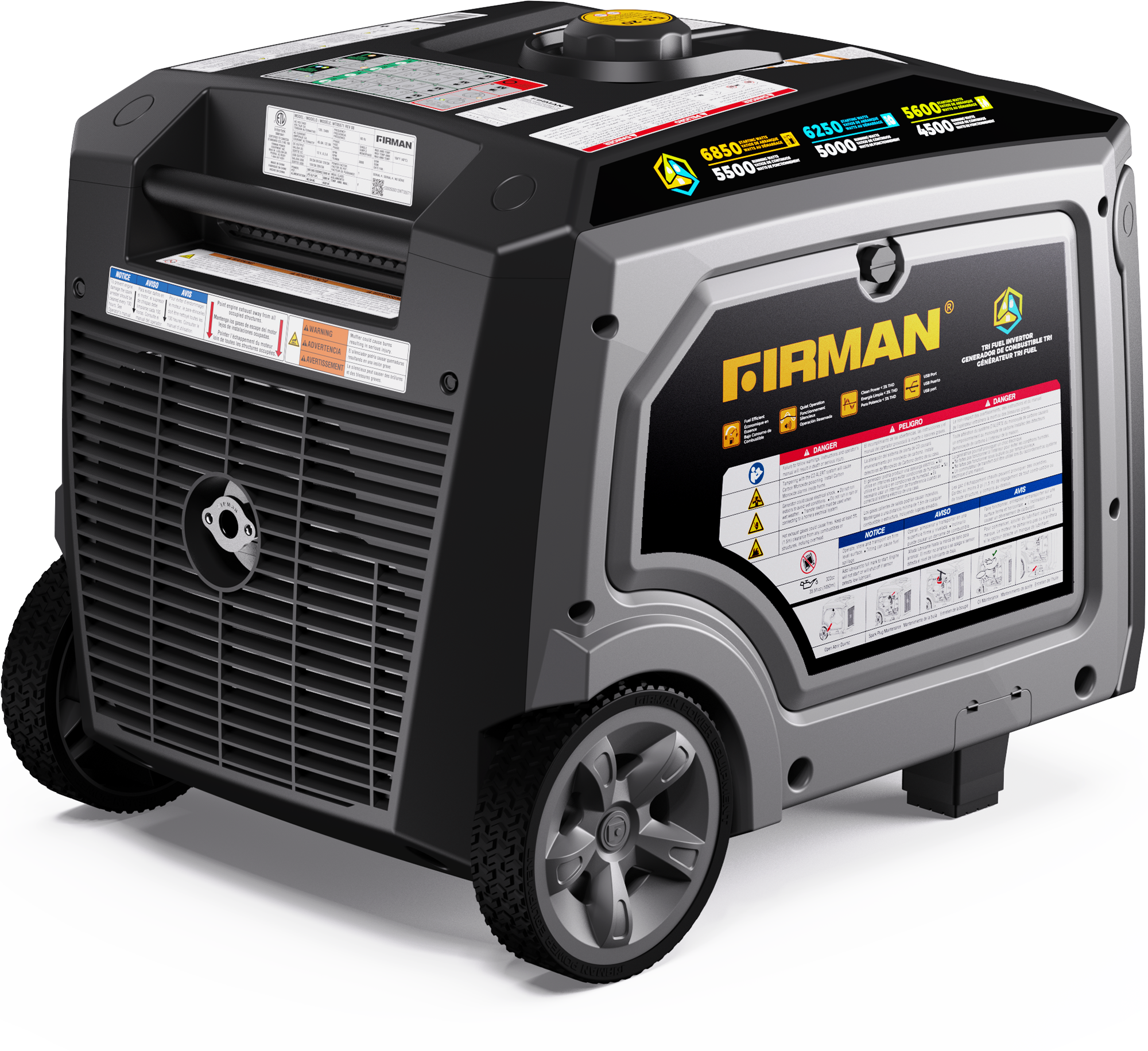 6850W Tri Fuel Inverter Generator with Electric Start & CO Alert - Portable Power for Camping, RV, Home Backup & Outdoor Events