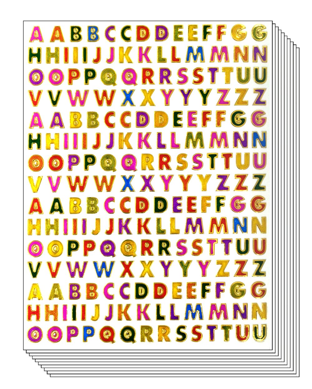 Colorful Alphabet Stickers for Kids - 10 Sheets A to Z Letter Stickers, 4