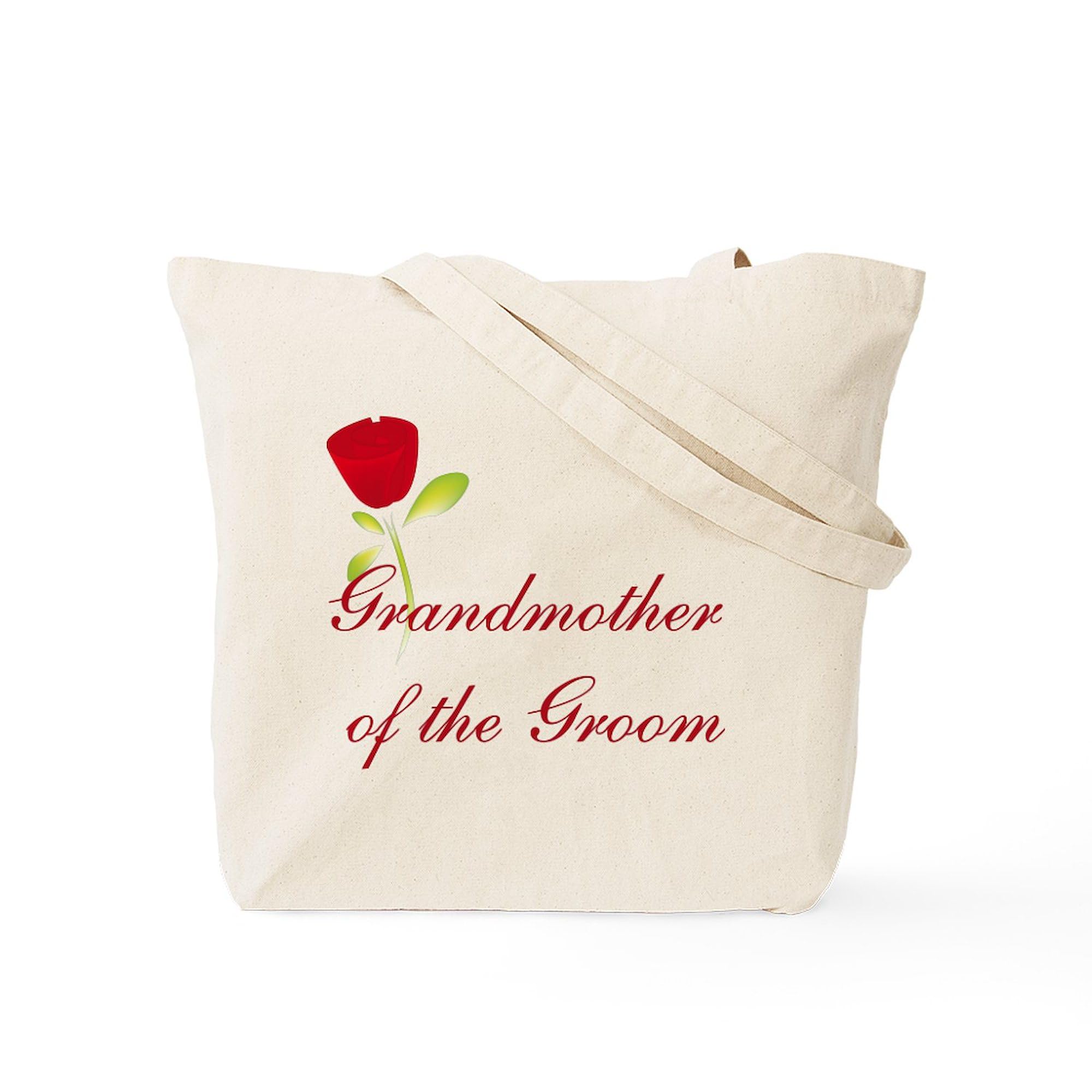 Red Groom's Grandmother Tote Bag - Natural Canvas Reusable Shopping Bag for Weddings, Bridal Showers & Special Occasions | Eco-Friendly Grocery & Beach Tote