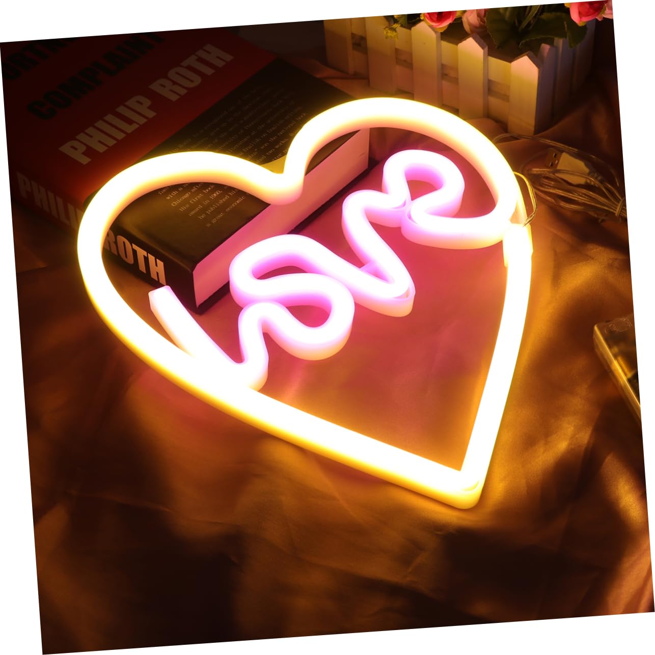 Angoily Love Shape LED Neon Light - USB Powered Night Light for Bedroom, Party & Home Decor - Romantic Mood Lighting for Valentine's Day, Wedding & Anniversary Gifts