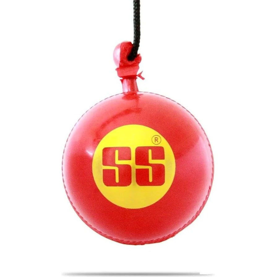 Premium SS Hanging Cricket Ball with Reaction String - Professional Bat Knocking & Practice Training Ball (Embossed Seam) - Perfect for Cricket Nets, Backyard Practice & Coaching Sessions