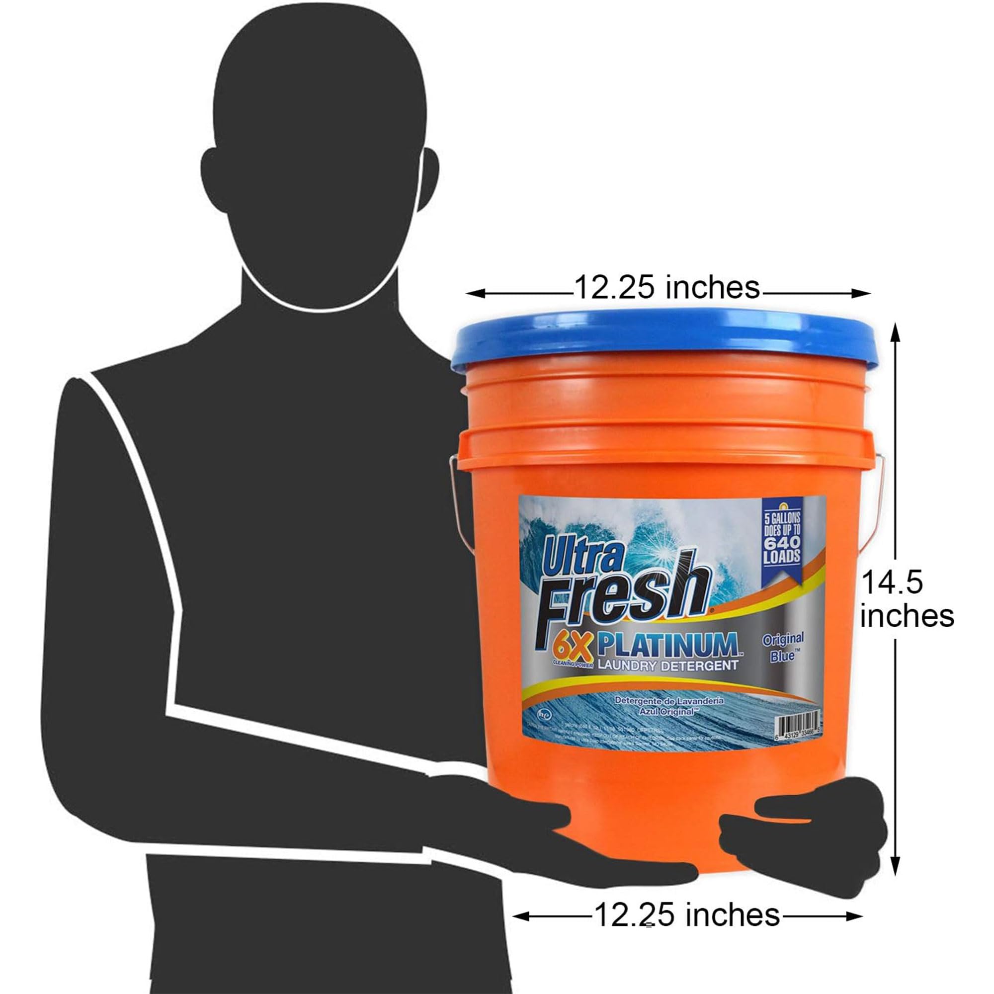 **6X Concentrated Platinum 5 Gallon Laundry Detergent Liquid - Works in All Washing Machines (HE, Top Load, Front Load) with Easy Dispensing Pump - 640 Loads per Jug - Original Blue Scent (5 Pack) - Ideal for Large Families, Laundromats & Commercial Use**