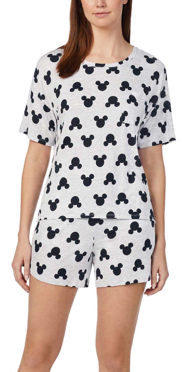 Disney Women's Short Sleeve Pajama Set with Pockets - Soft Sleepwear for Summer, Gray XX-Large - Perfect for Bedtime, Lounging & Sleepovers