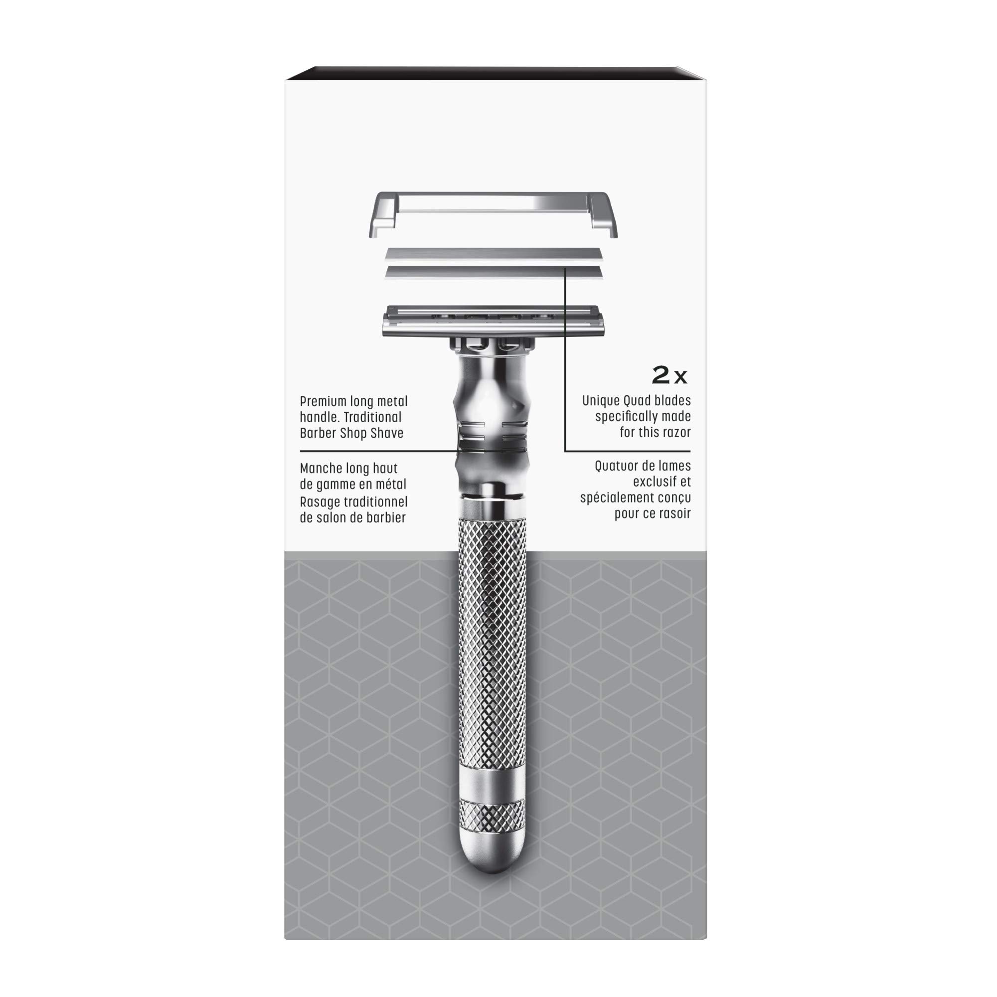 Wilkinson Sword Quad Blade Razor for Men - 5 Refill Cartridges Included - Ultra Smooth Shaving for Sensitive Skin - Perfect for Travel & Daily Grooming Routine