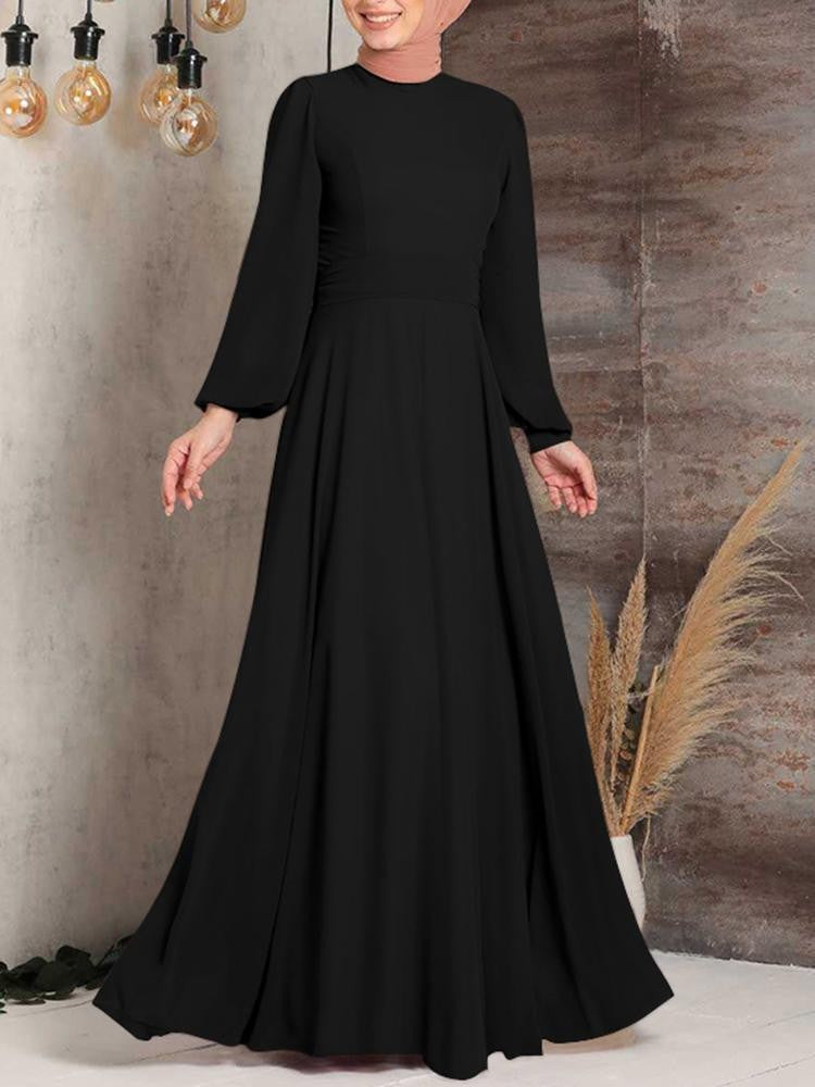 Elegant Women's Balloon Sleeve Long Dress - Flowy Maxi Dress for Wedding, Party & Special Occasions | Plus Size Options Available