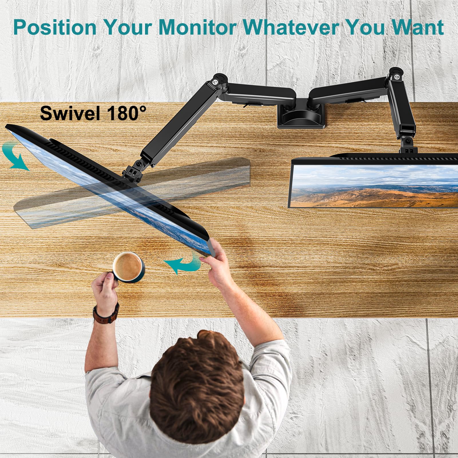 MOUNT PRO Dual Monitor Stand for 2 Screens up to 43 Inch - Heavy Duty Ultrawide Double Monitor Arm with 33lbs Capacity Each - Premium Adjustable VESA Desk Mount for Computer Monitors - Perfect for Home Office, Gaming Setup & Workstation Ergonomics