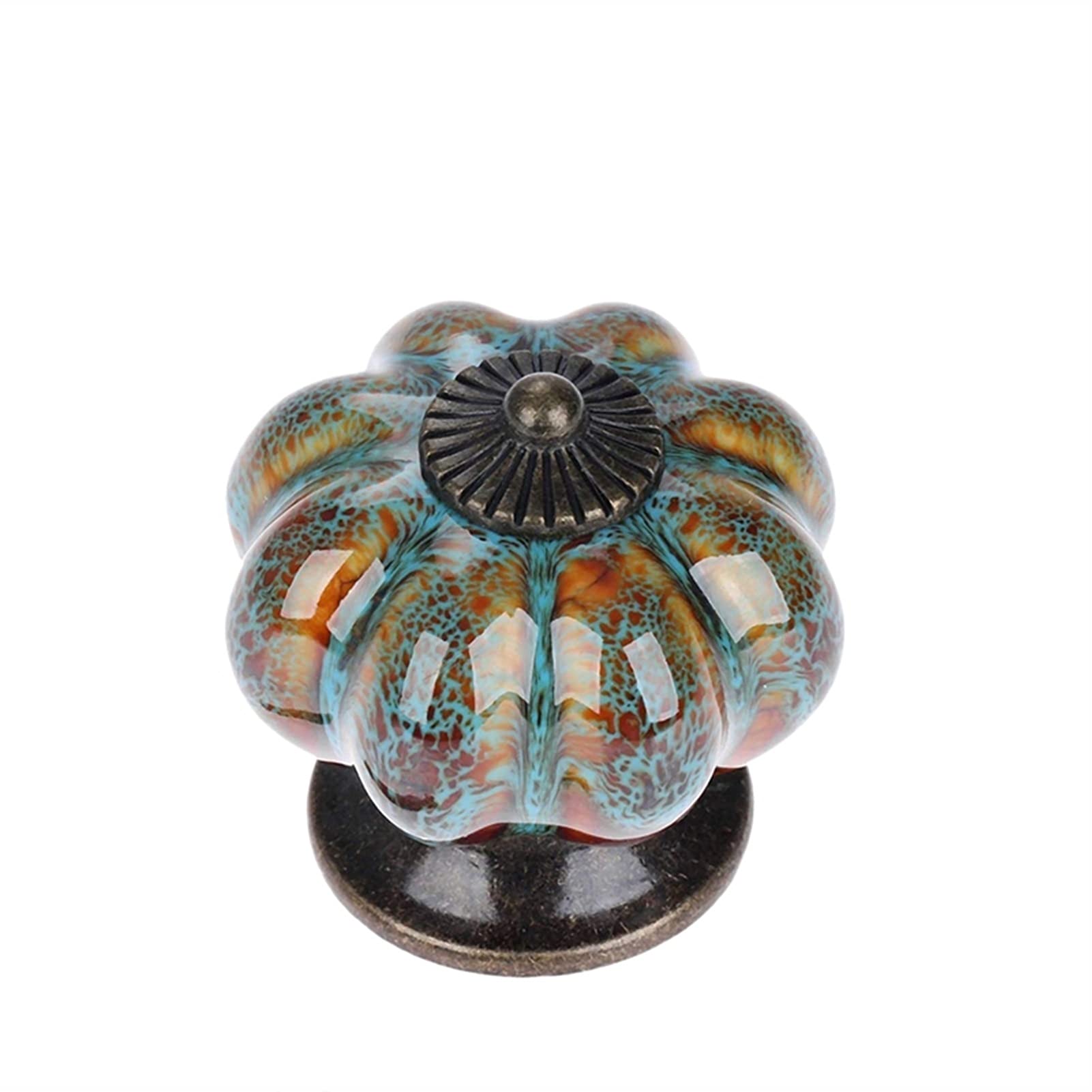 10Pcs/Set Colorful Ceramic Cabinet Knobs with Pumpkin Handles - Blue Drawer Pulls for Kitchen, Bathroom & Wardrobe - Durable Ceramic Door Handles for Cabinets & Furniture (Perfect for Home Decor & DIY Projects)