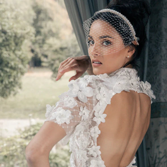 A'el Este Amadi Bridal Beaded Headband - Elegant White Wedding Hair Accessory for Bride, Bridesmaids & Special Occasions