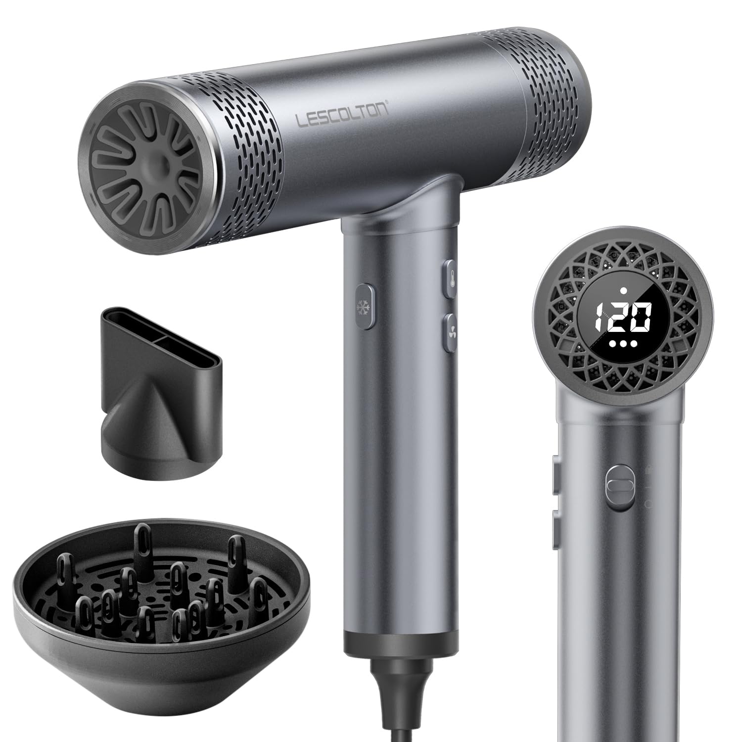 Lescolton Professional Ionic Hair Dryer for Women - High Speed Blow Dryer with Diffuser & Concentrator Nozzle | Salon Quality, Fast Drying for Home & Professional Styling