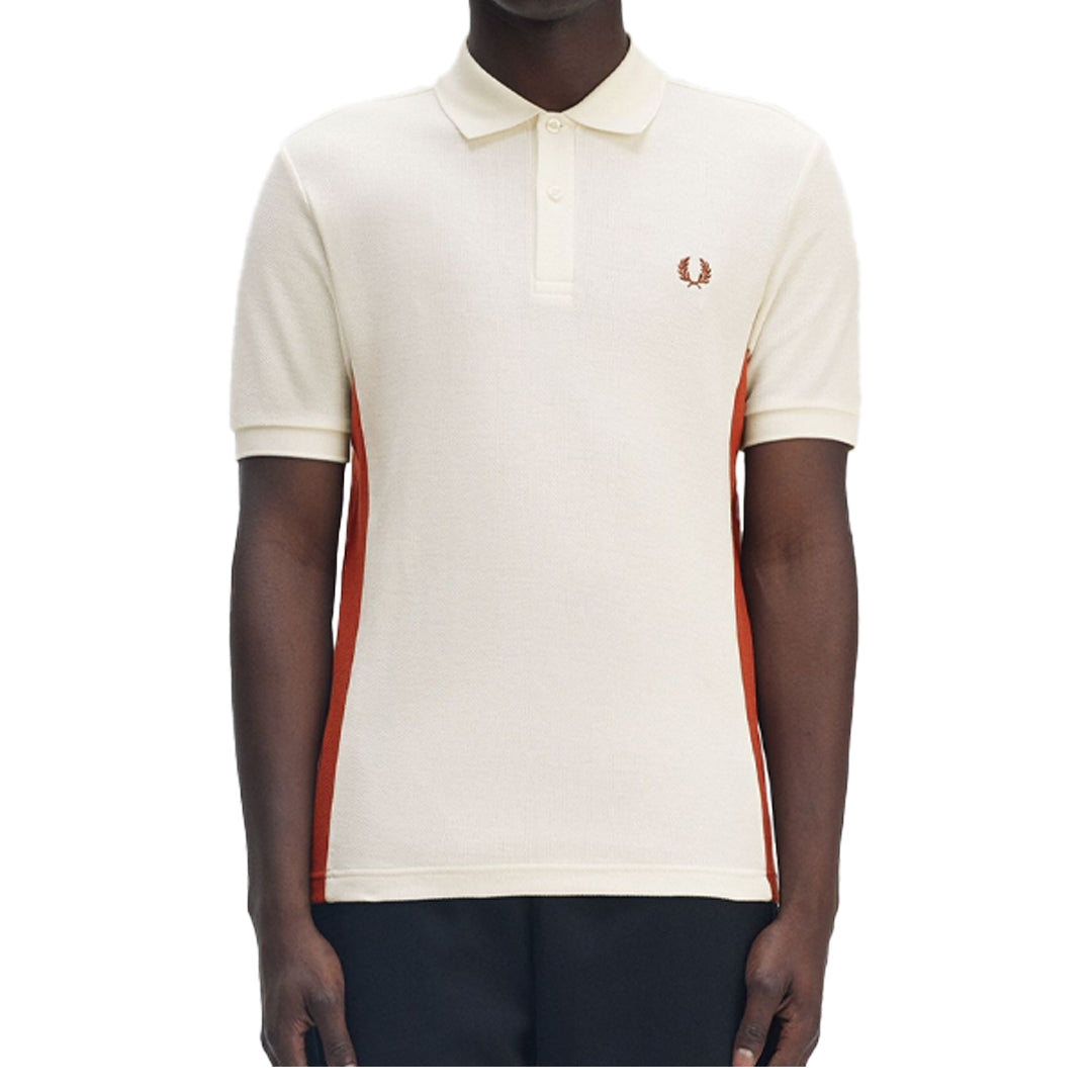 Textured Panel Polo Shirt Light Ecru - Stylish Casual Wear for Men | Perfect for Office, Golf & Outdoor Activities
