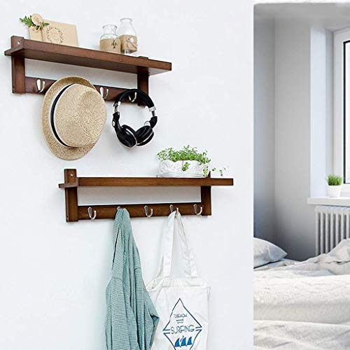 Vintage Brown Wall Mounted Coat Rack - 5 Hooks Multifunctional Bathroom Hanger for Towels, Robes & Hats | Space Saving Entryway, Bedroom & Porch Organization Solution