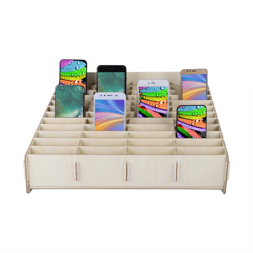 Premium Wooden Phone Storage Box - 48 Cell Thickened Organizer for Smartphones | Stylish Office & Living Room Organizer | Perfect for Home, Office, and Retail Store Display